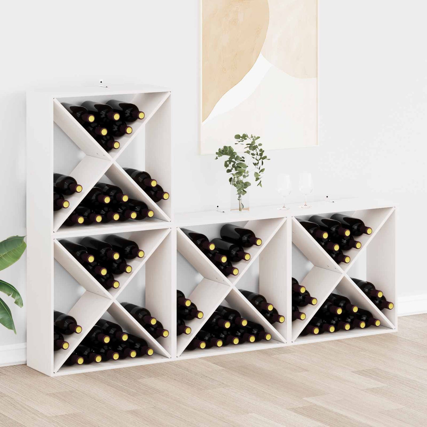 Wine Rack 4 pcs White 62 x 25 x 62 cm Solid Pine Wood
