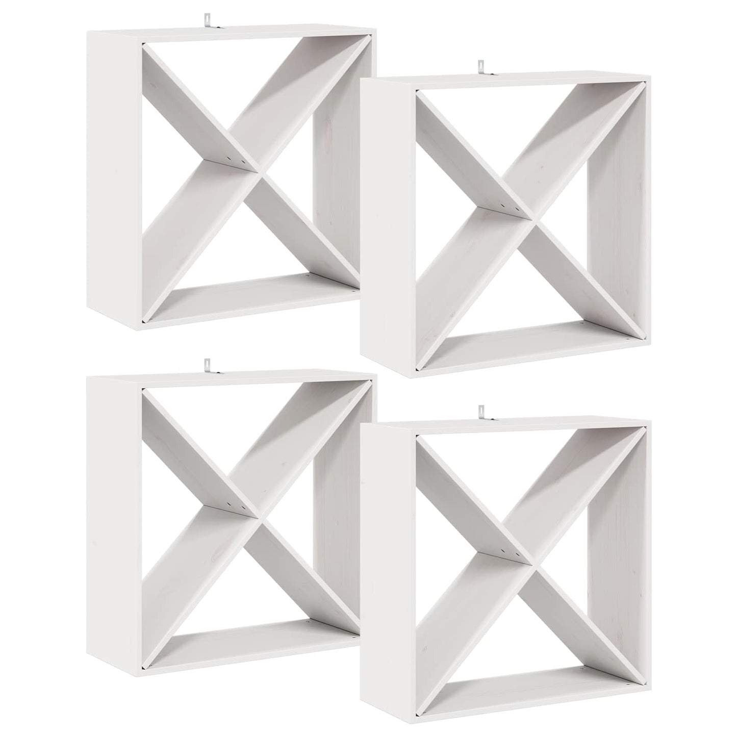 Wine Rack 4 pcs White 62 x 25 x 62 cm Solid Pine Wood