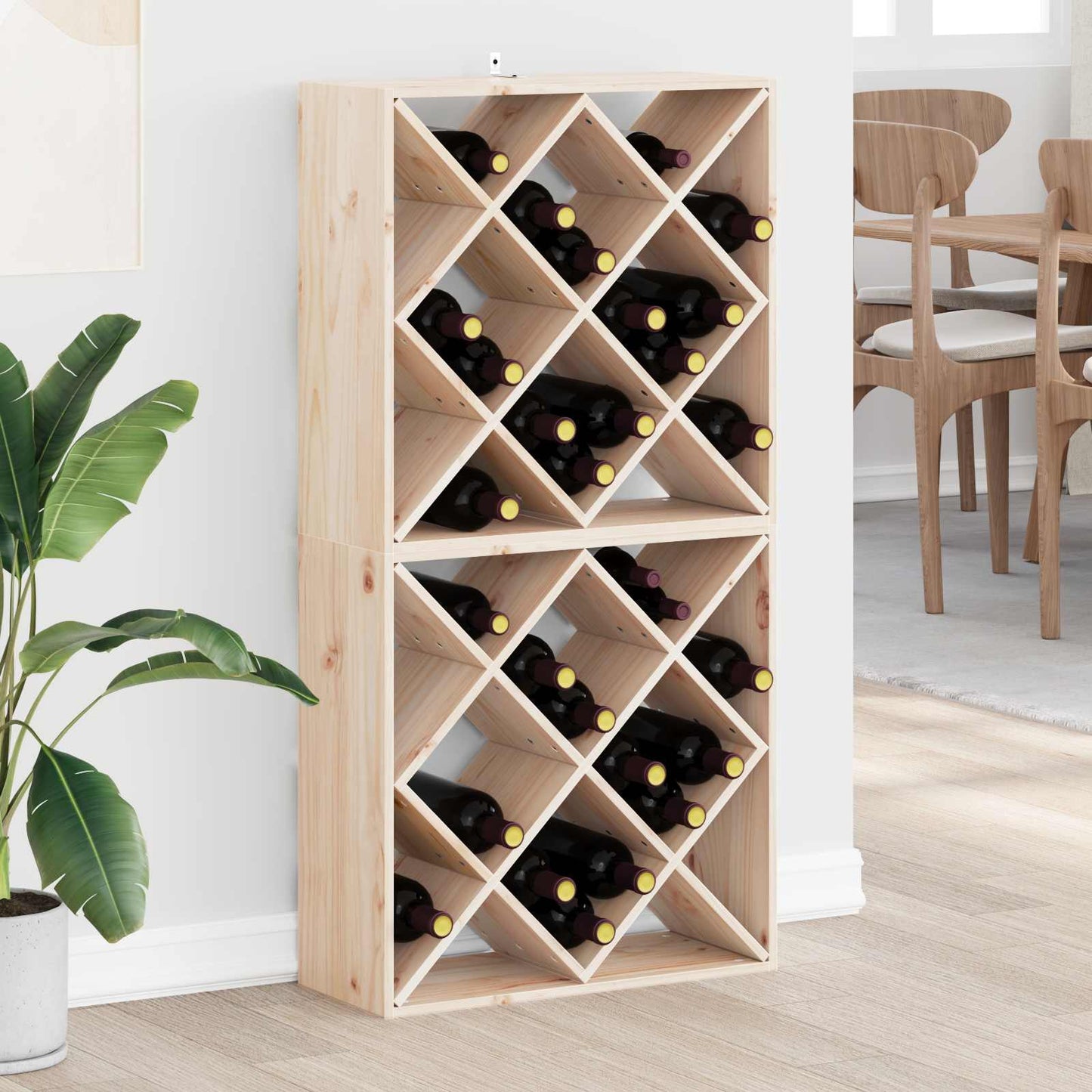 Wine Rack 2 pcs Natural 62 x 25 x 62 cm Solid Pine Wood