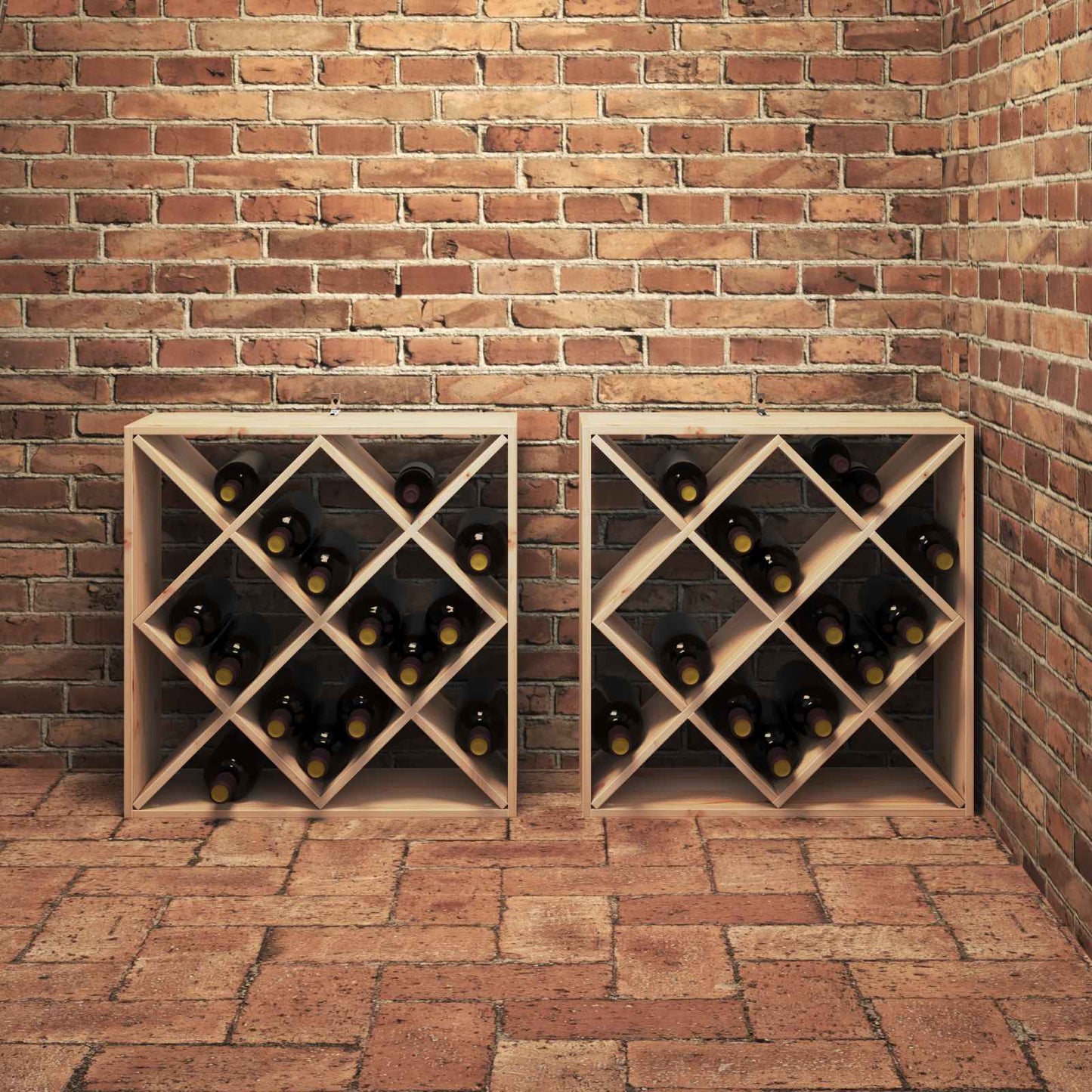 Wine Rack 2 pcs Natural 62 x 25 x 62 cm Solid Pine Wood