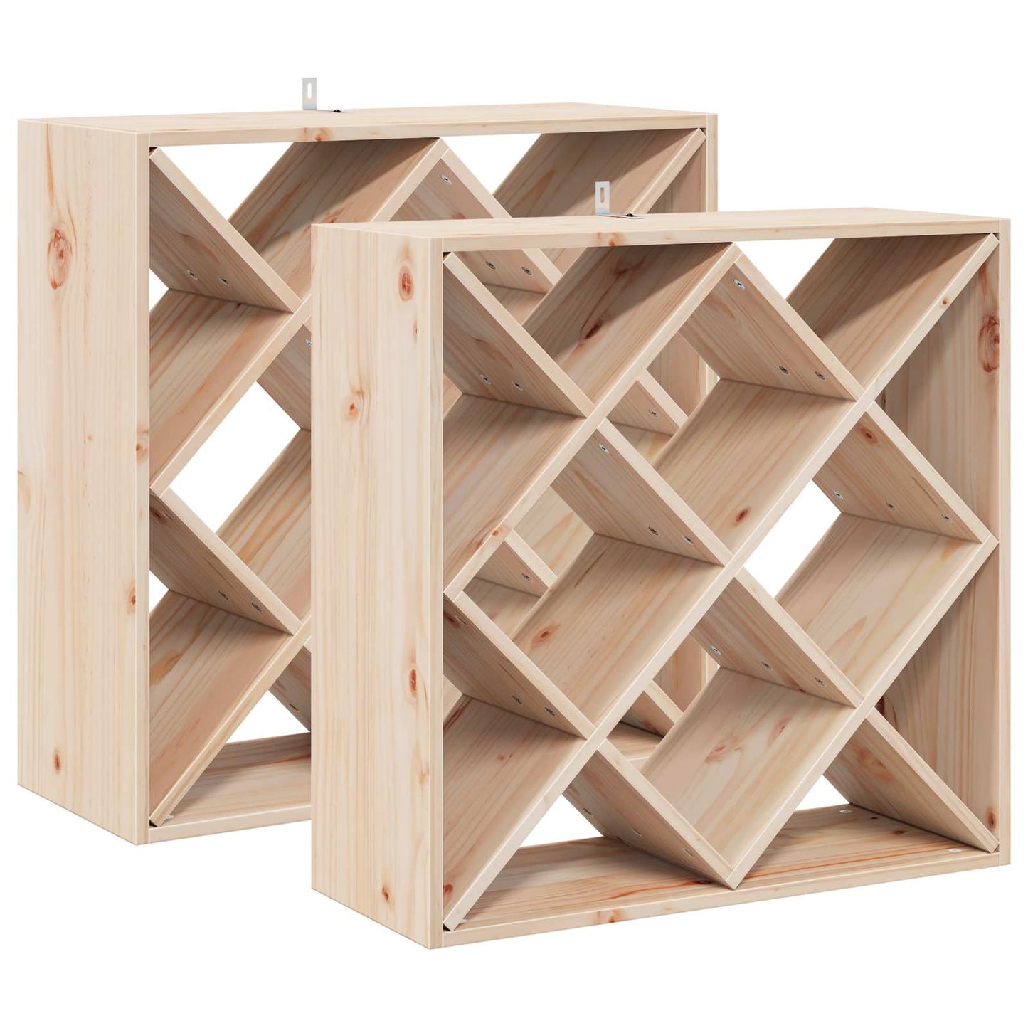 Wine Rack 2 pcs Natural 62 x 25 x 62 cm Solid Pine Wood