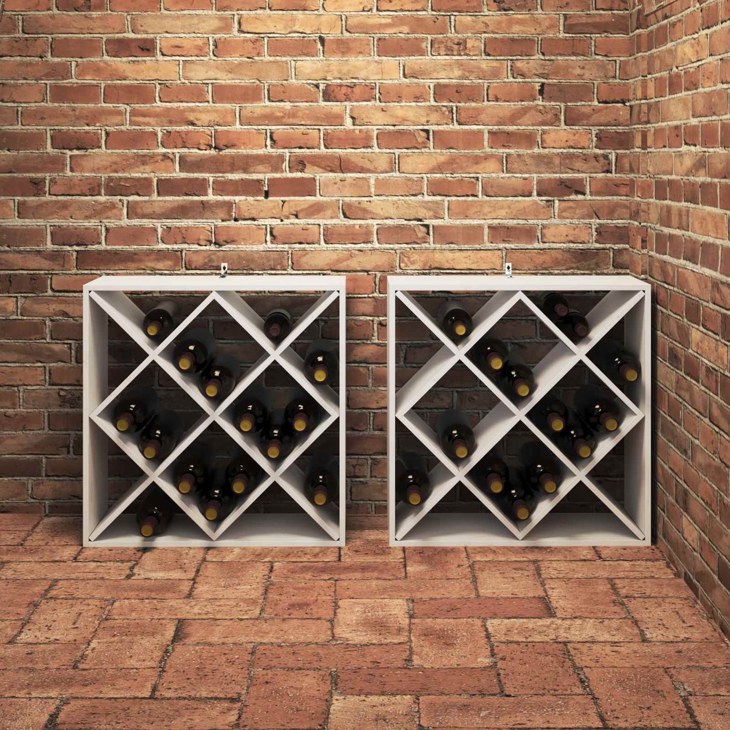 Wine Rack 2 pcs White 62 x 25 x 62 cm Solid Pine Wood