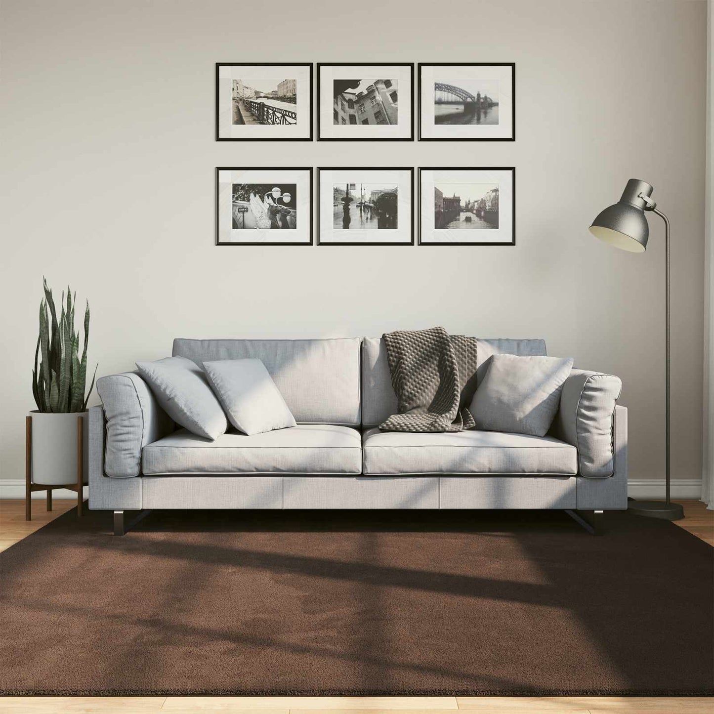 Medium Pile Soft and Washable Rug HUARTE Brown 200 x 200 cm