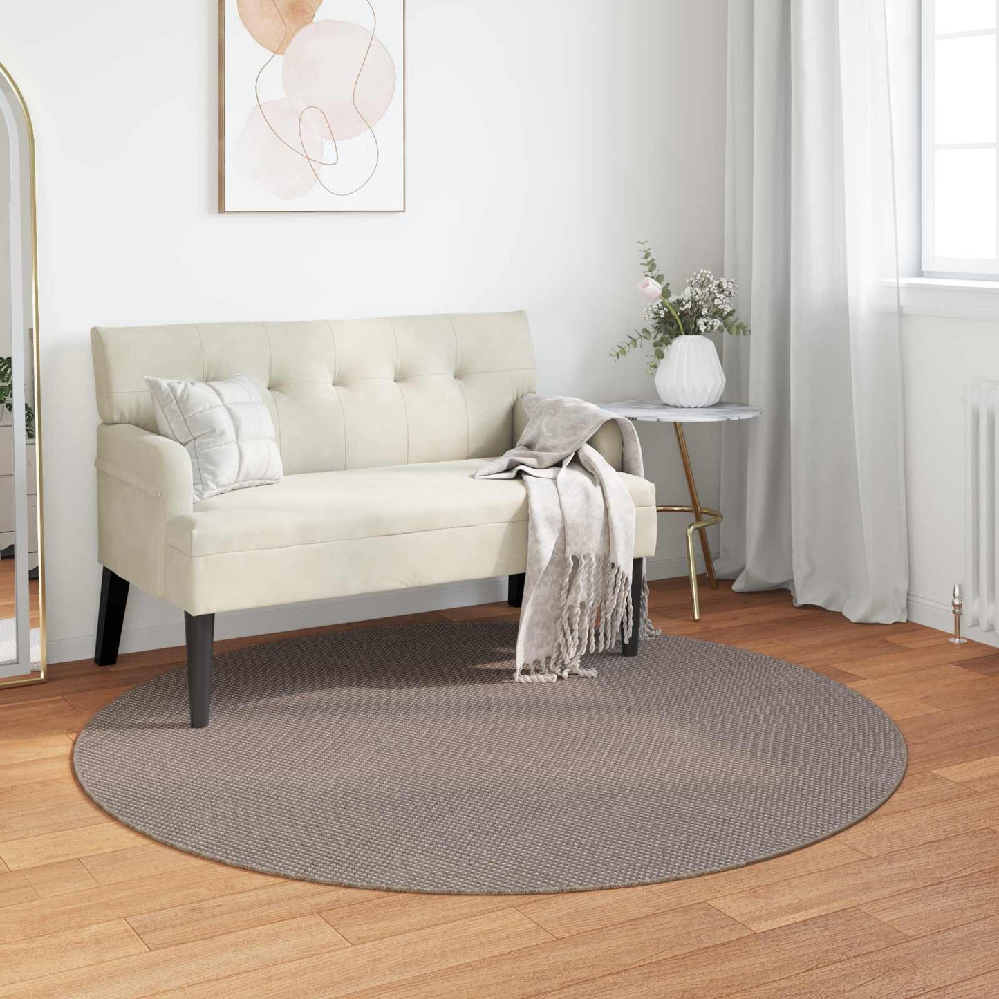 Area Rugs Round LUGO Taupe Ø 120 CM Polyester