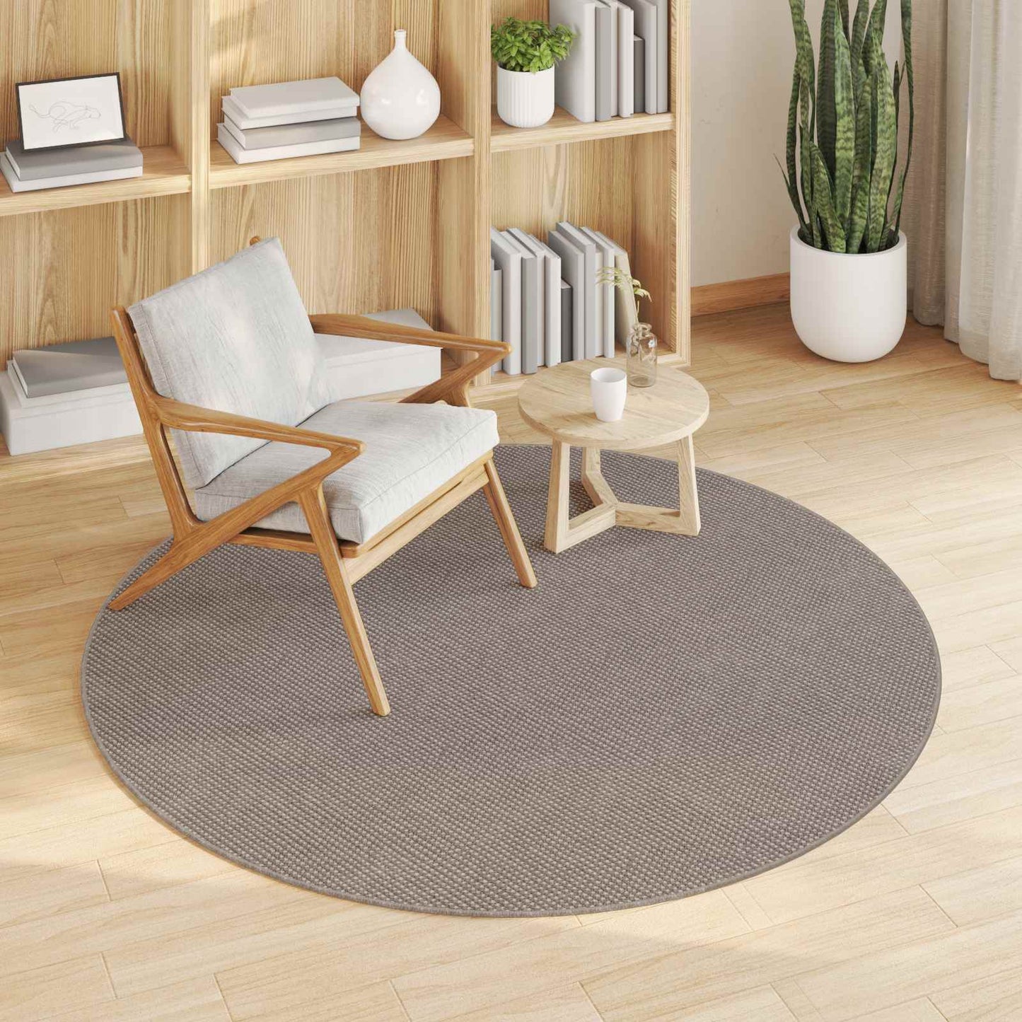 Area Rugs Round LUGO Taupe Ø 200 CM Polyester