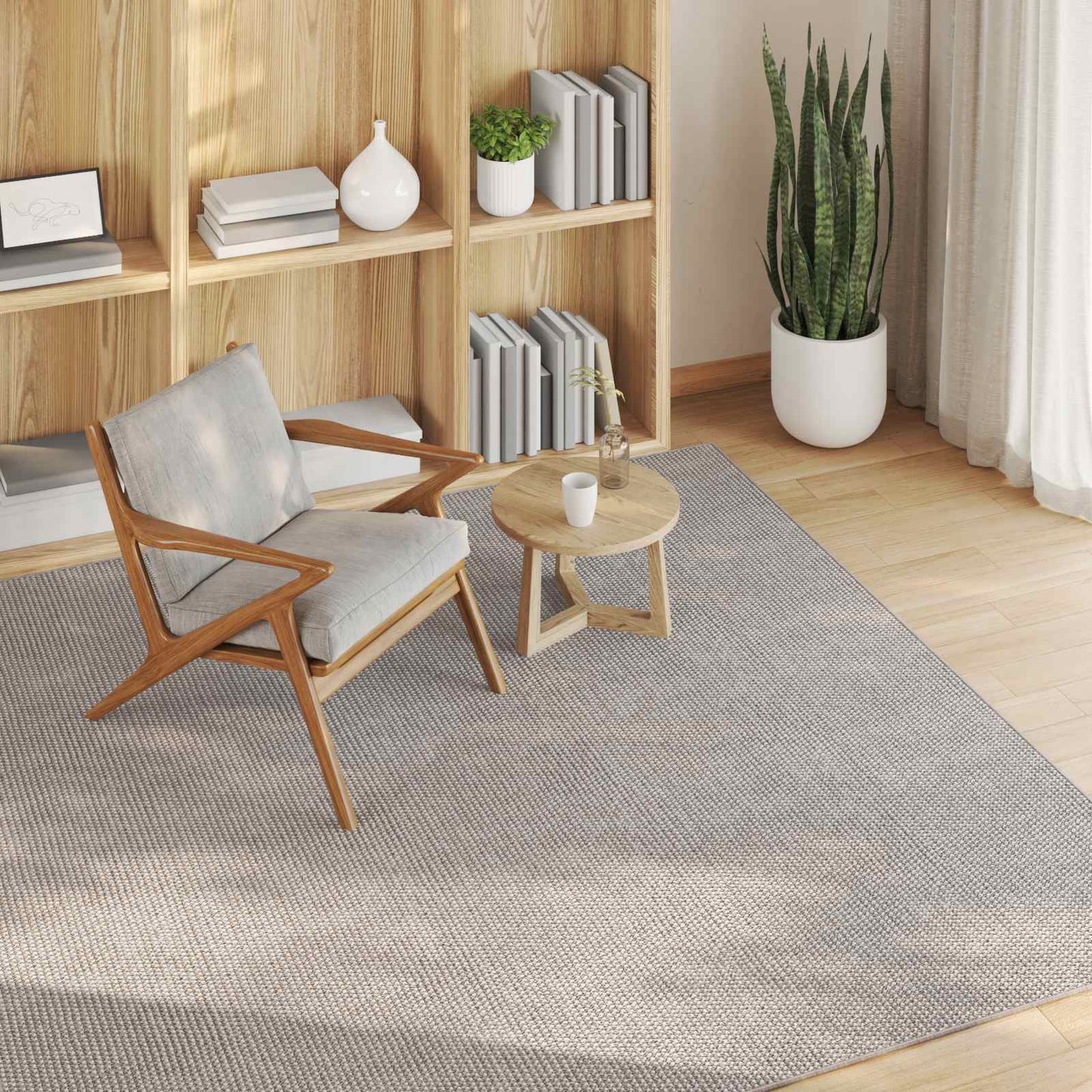 Area Rugs Square LUGO Cream and Taupe 120 x 120 cm Polyester