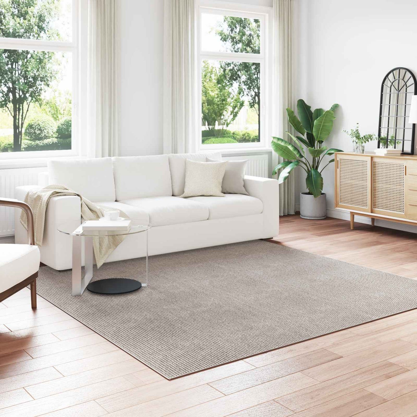 Area Rugs Square LUGO Cream and Taupe 240 x 240 cm Polyester