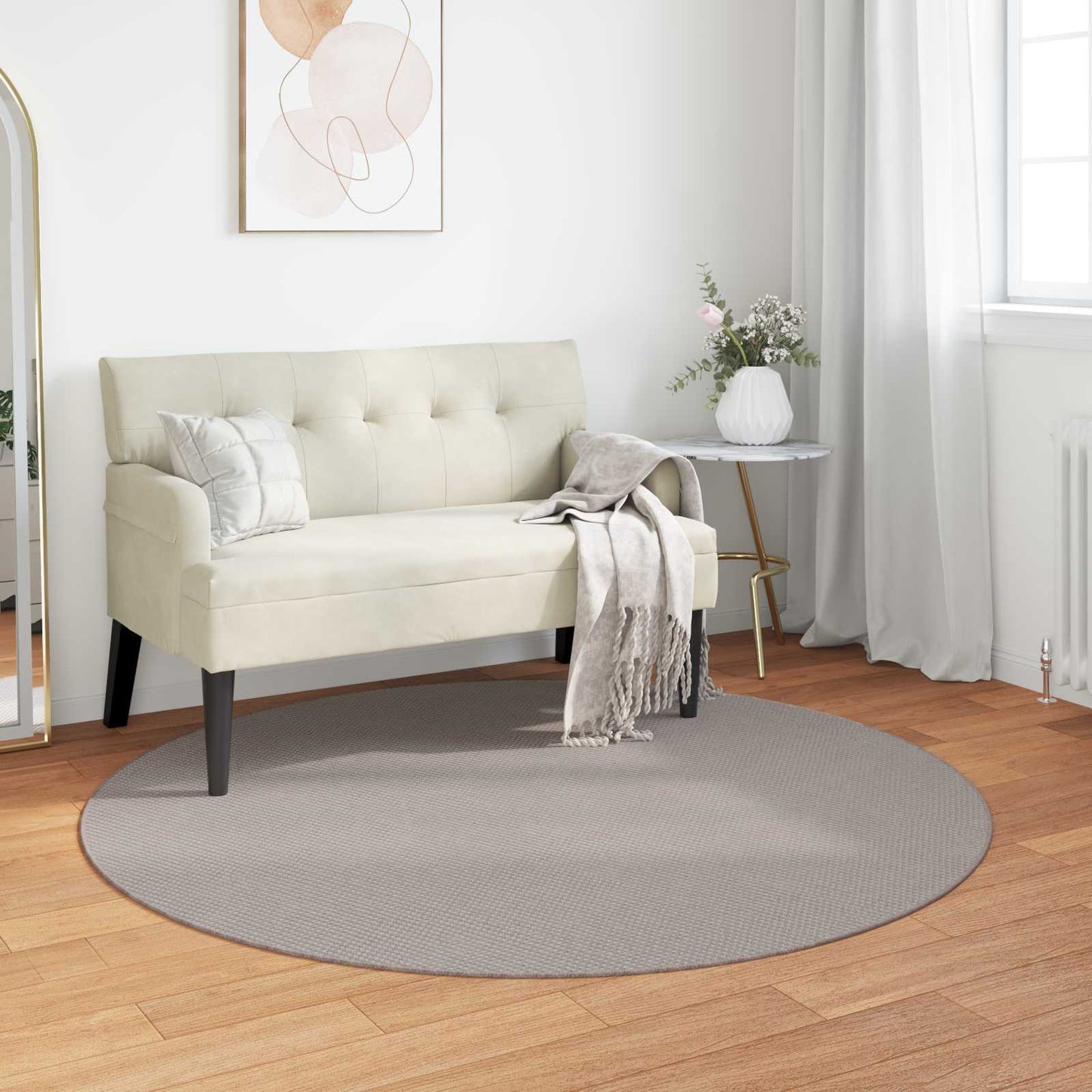 Area Rugs Round LUGO Cream and Taupe Ø 120 CM Polyester