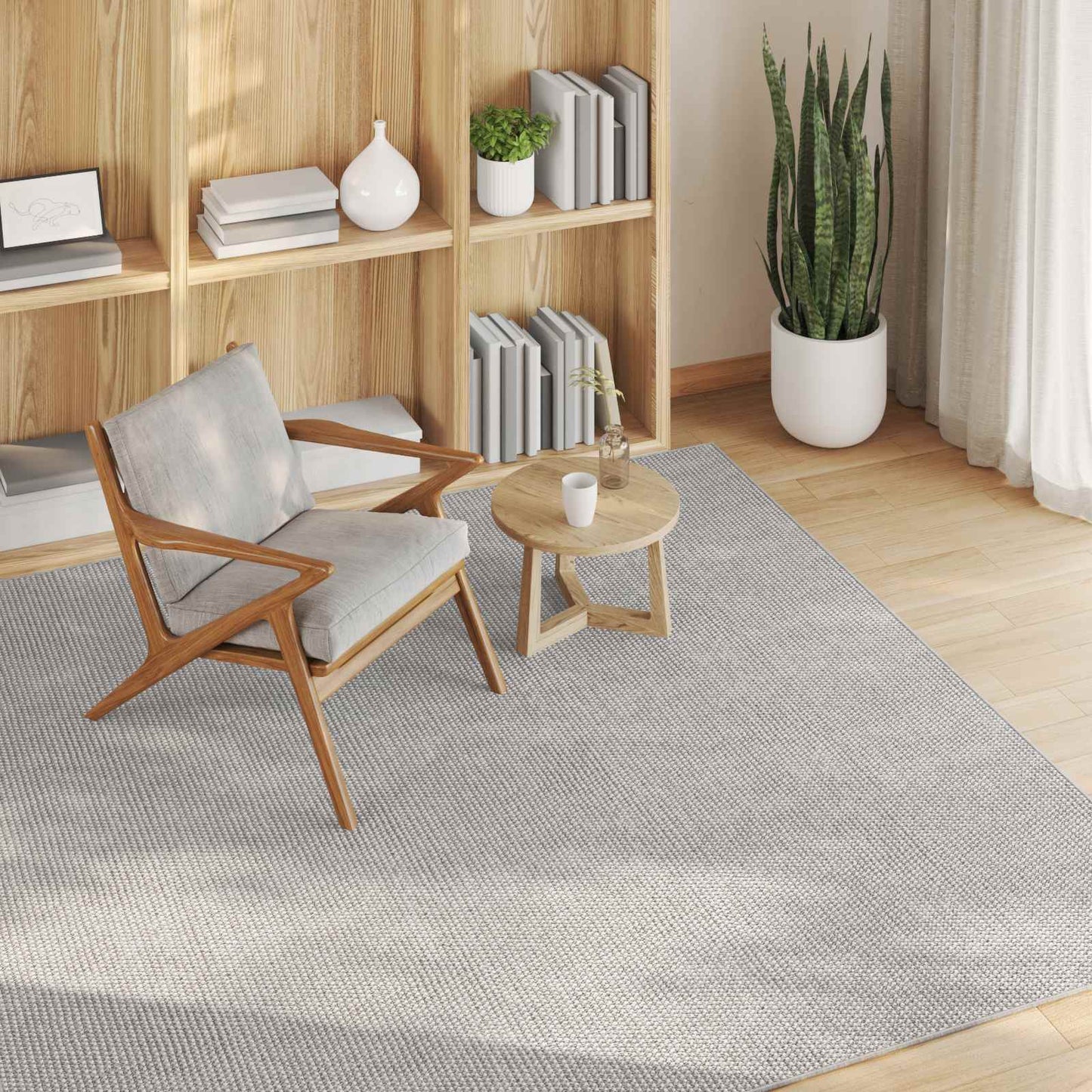 Area Rugs Square LUGO Cream and Grey 120 x 120 cm Polyester