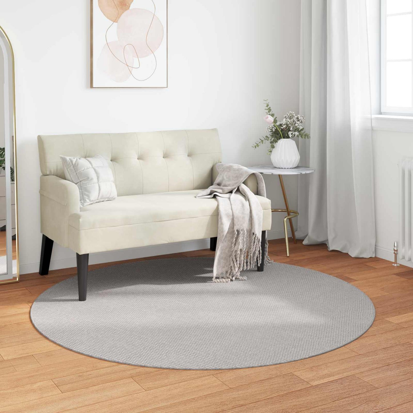 Area Rugs Round LUGO Cream and Grey Ø 120 CM Polyester