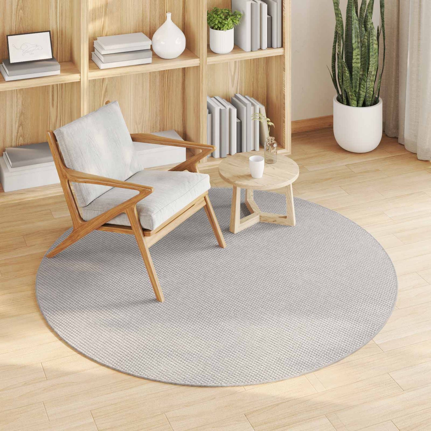 Area Rugs Round LUGO Cream and Grey Ø 120 CM Polyester