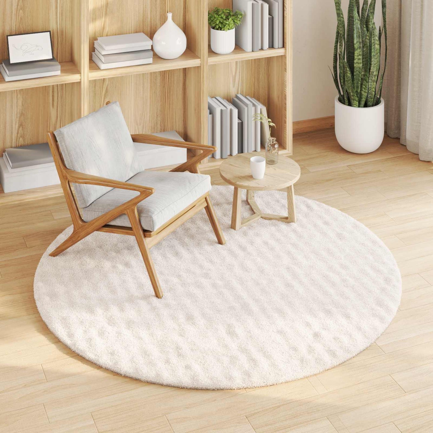 Area Rugs Round SIROLO Cream Ø 200 CM Polyester