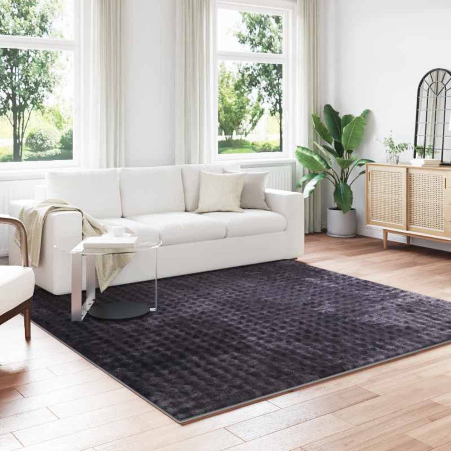 Area Rugs Square SIROLO Beige 120 x 120 cm Polyester