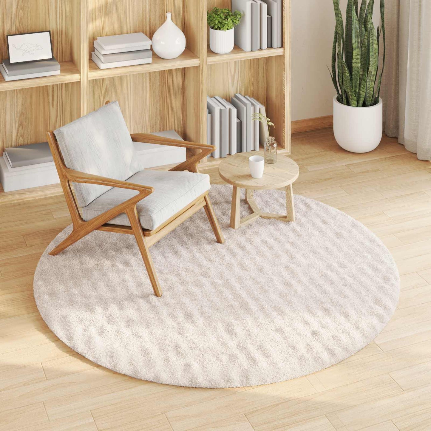 Area Rugs Round SIROLO Beige Ø 120 CM Polyester