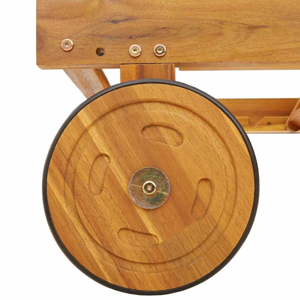 Sun Lounger Reclining with Cushion Red Solid Acacia Wood