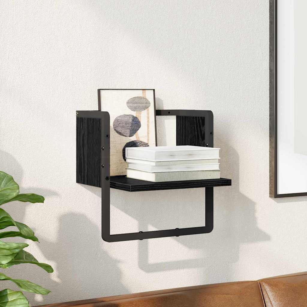 Wall Shelf with Shelf Black Oak 30 x 25 x 30 cm Engineered Wood