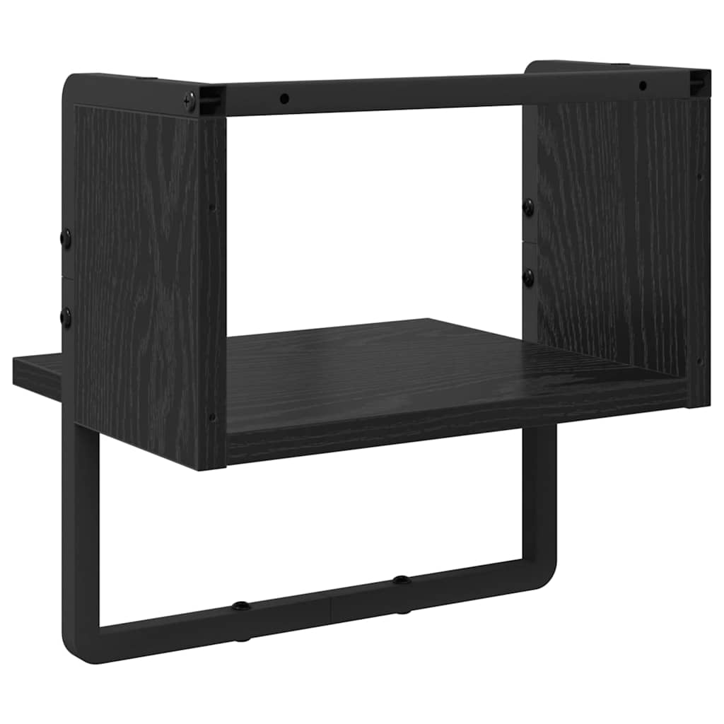 Wall Shelf with Shelf Black Oak 30 x 25 x 30 cm Engineered Wood