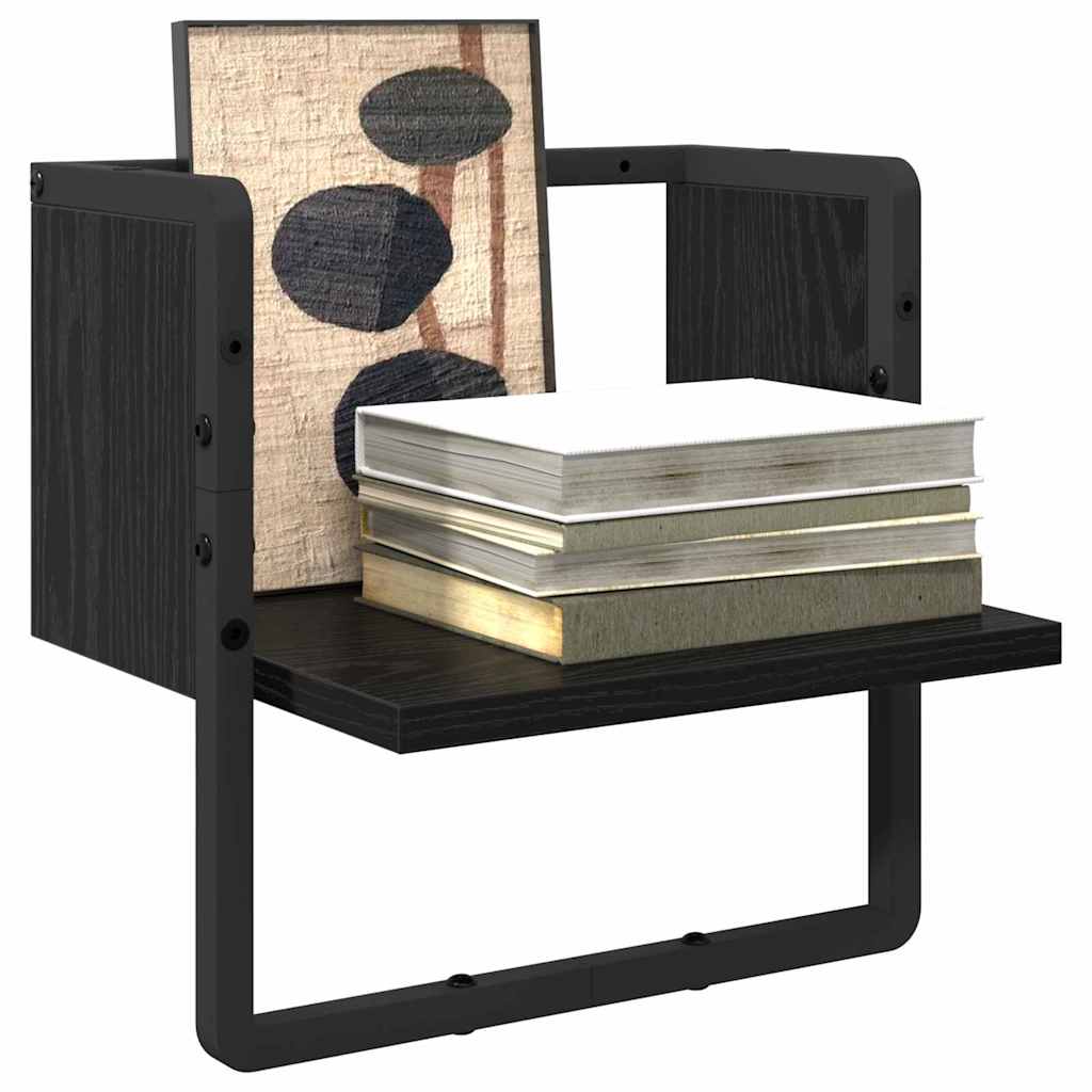 Wall Shelf with Shelf Black Oak 30 x 25 x 30 cm Engineered Wood