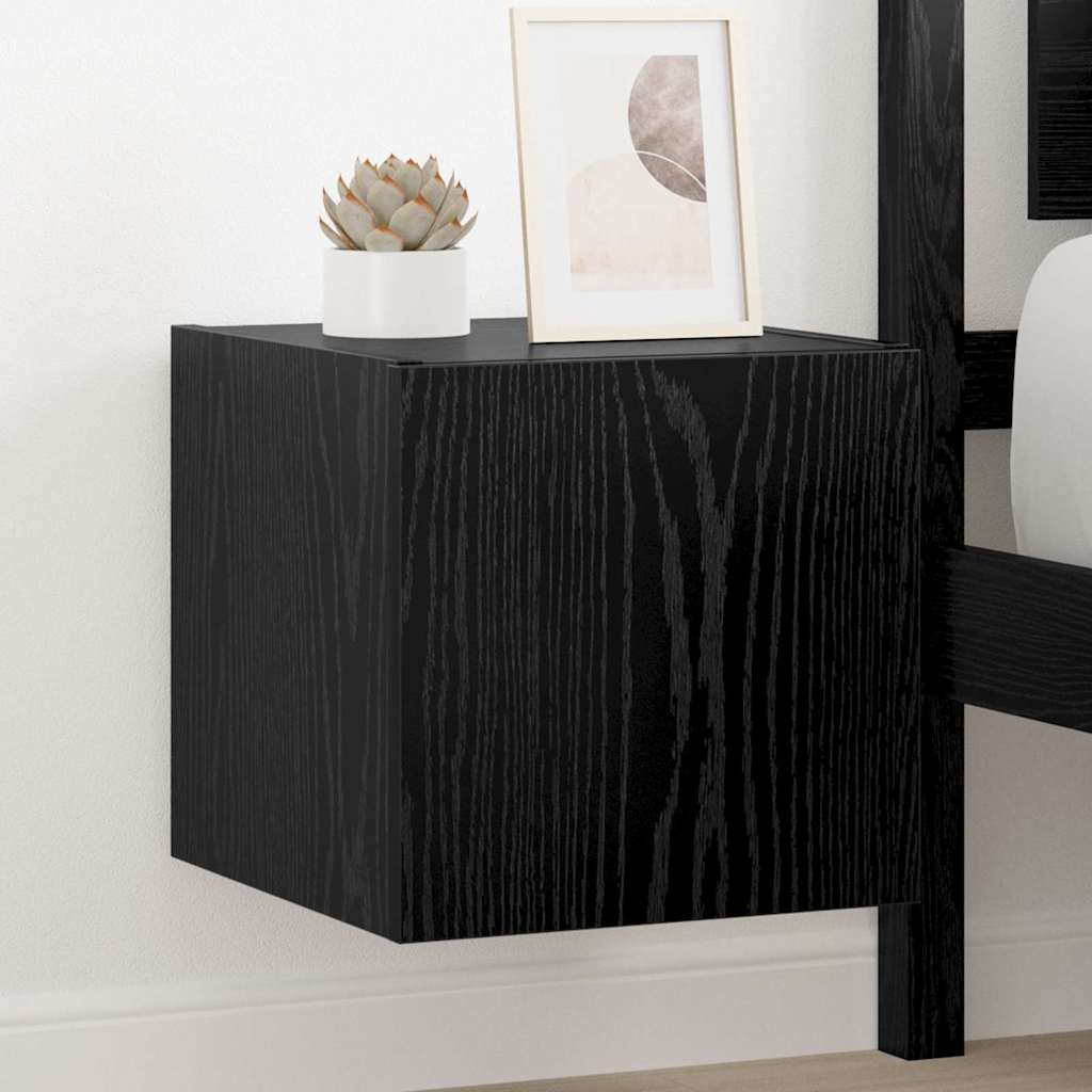 TV Wall Cabinet Black Oak 30.5 x 35 x 30 cm Engineered Wood