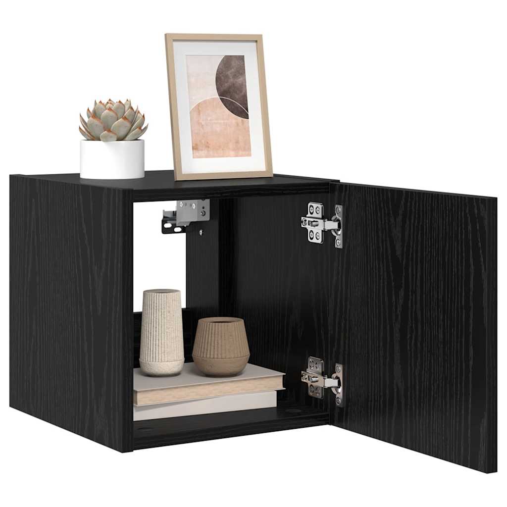 TV Wall Cabinet Black Oak 30.5 x 35 x 30 cm Engineered Wood