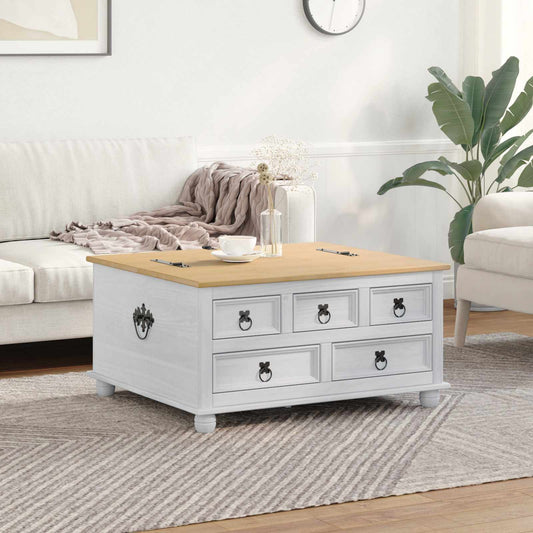 Storage box with Drawer White 90 x78 x 45 cm Solid Pine Wood