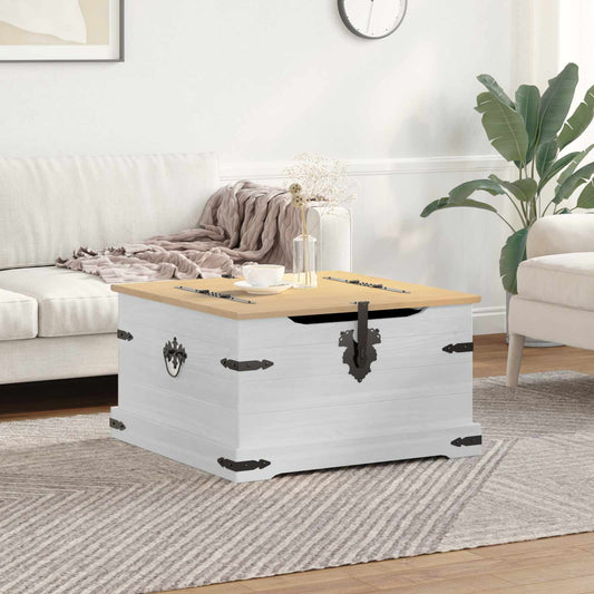Storage box with Shelf White 78 x 78 x 45 cm Solid Pine Wood