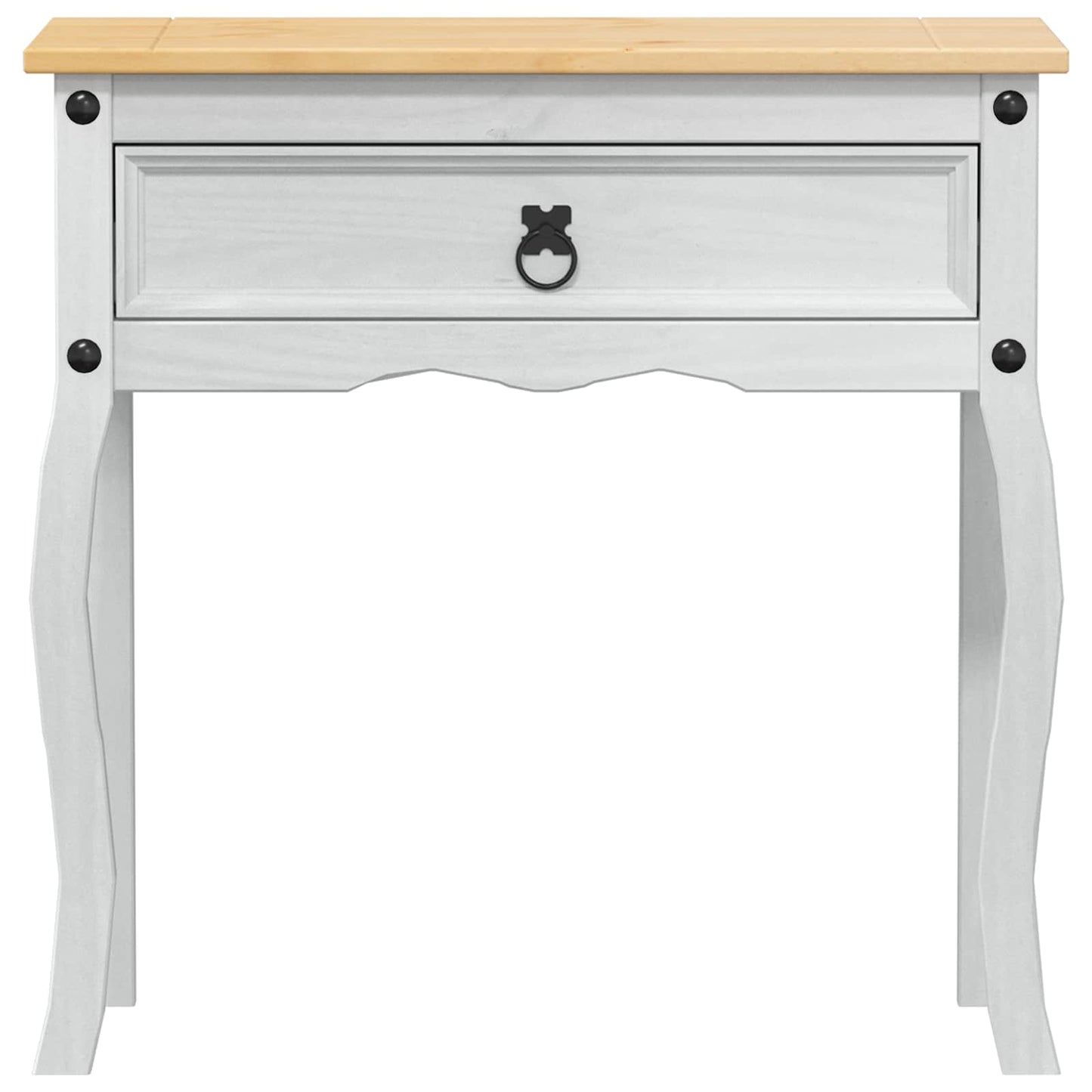 Console table with Drawer White 73 x 35 x 73 cm Solid Pine Wood