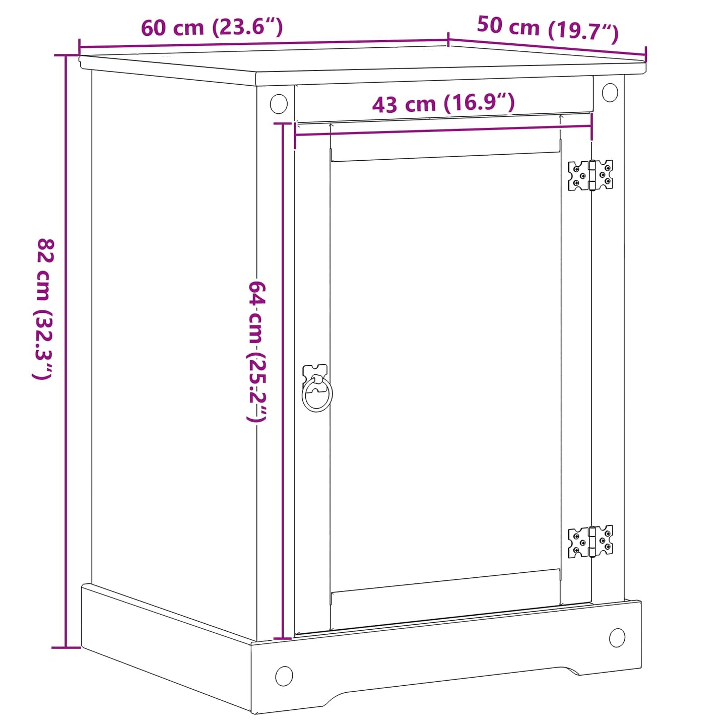 HiFi cabinet White 60 x 50 x 82 cm Solid Pine Wood