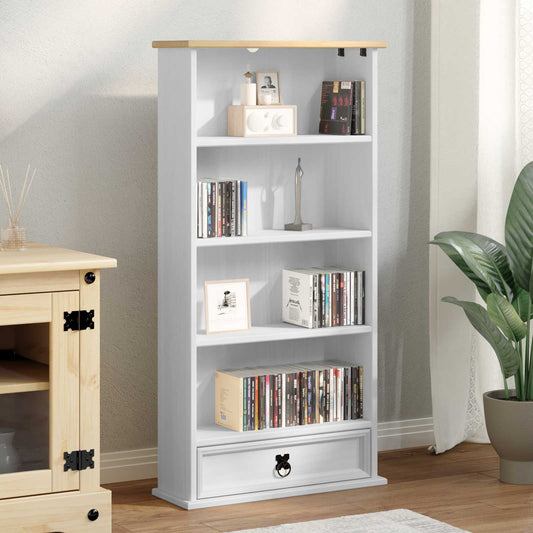 CD cabinet White 52 x 17.5 x 103 cm Solid Pine Wood