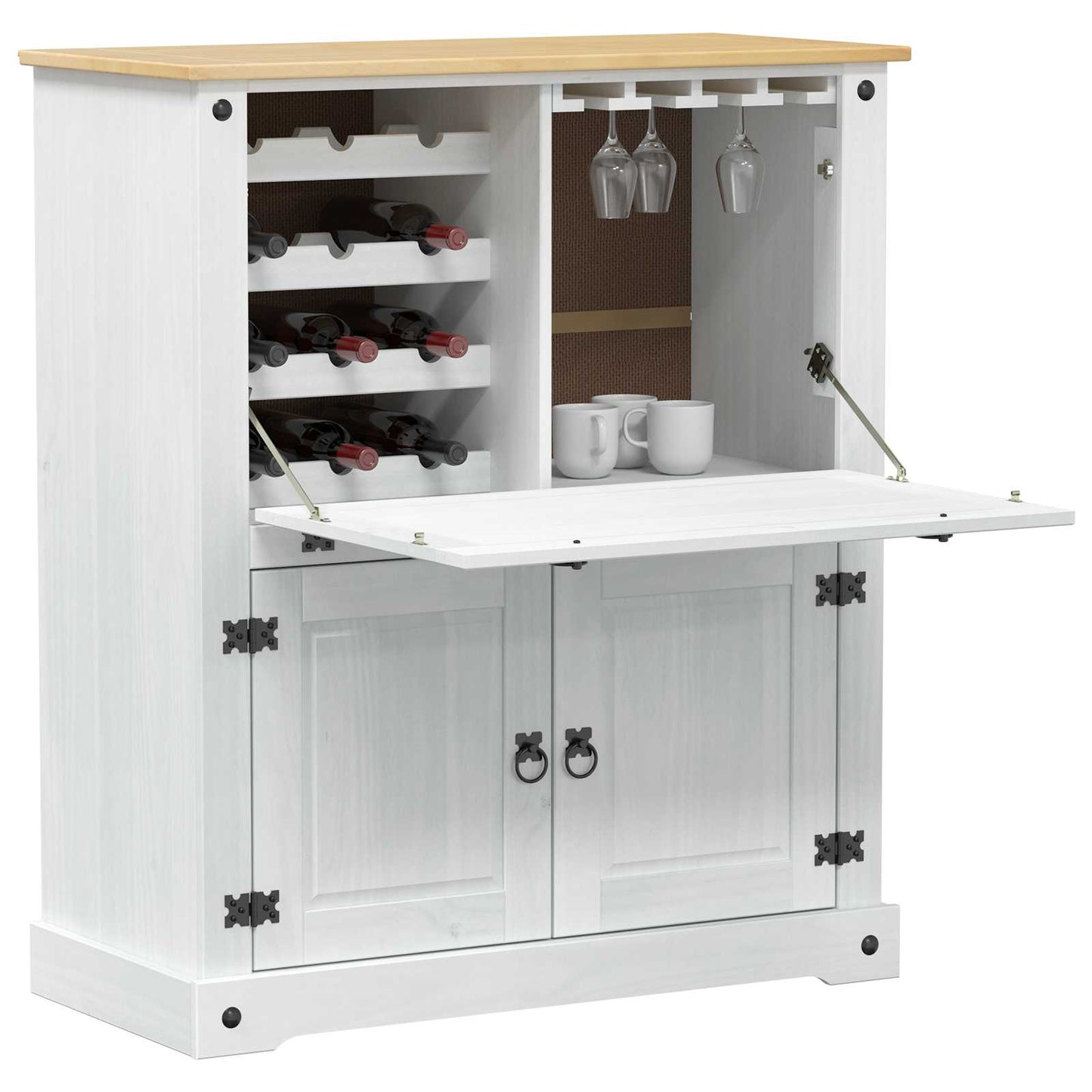 Wine cabinet White 97 x 45 x 114 cm Solid Pine Wood