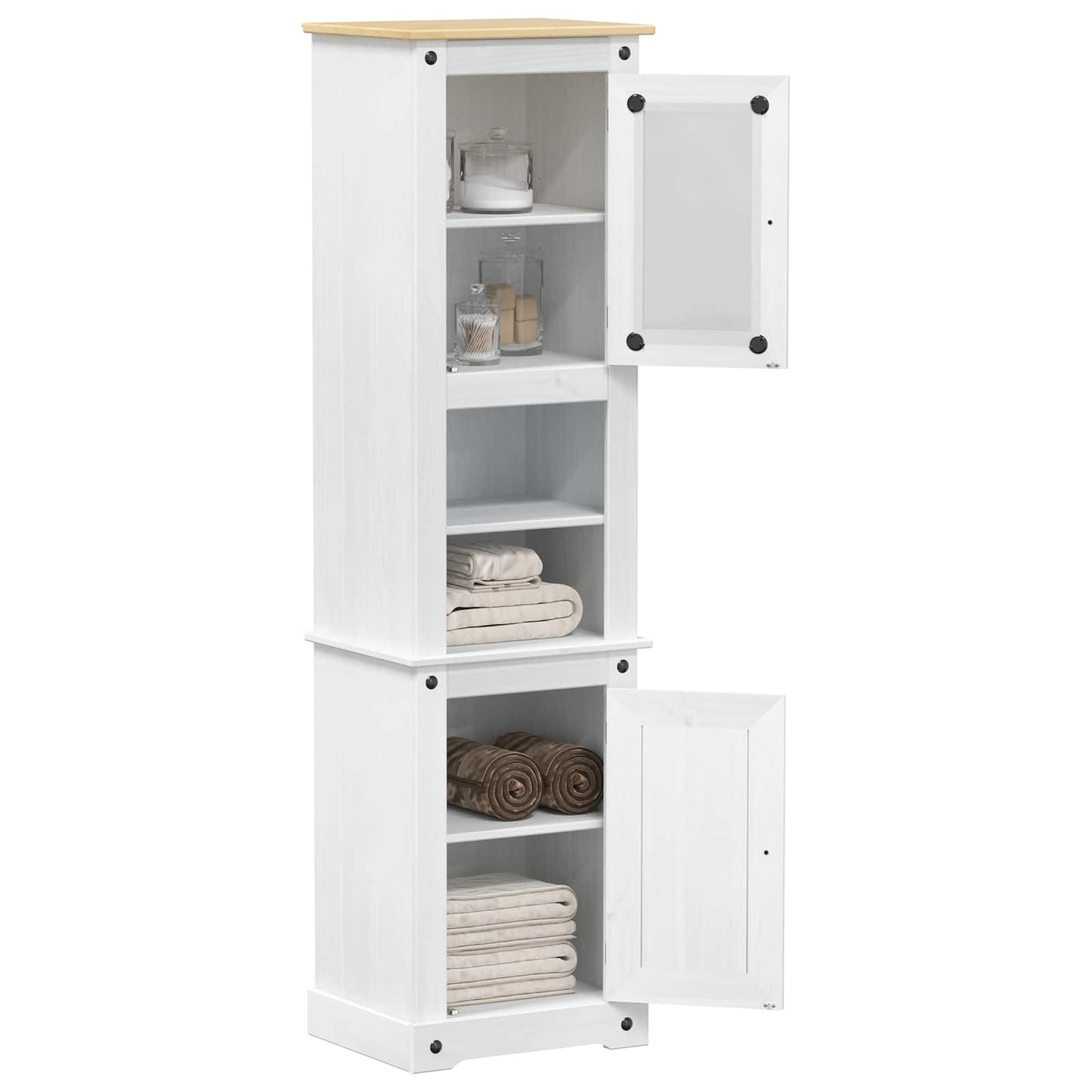 Bathroom Cabinet White 50 x 40 x 185 cm Solid Pine Wood
