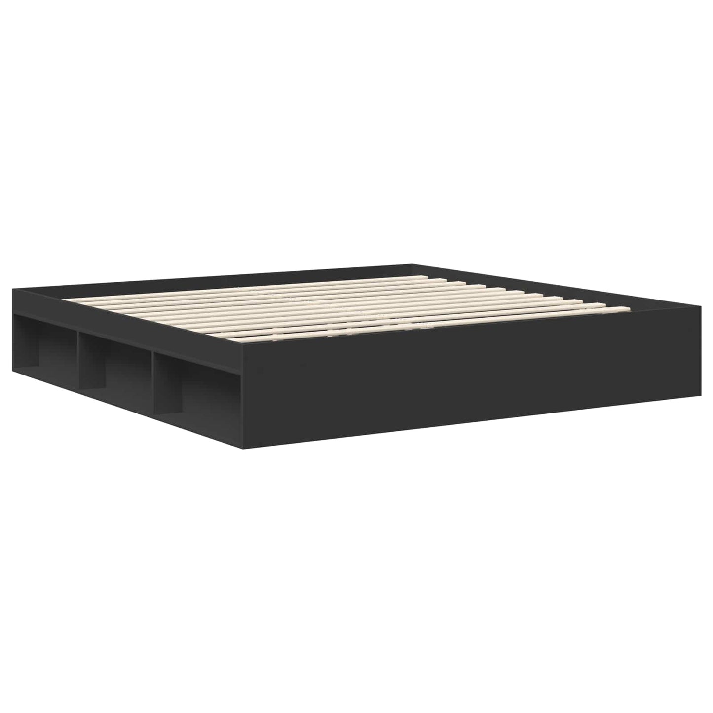 Bed Frame with Headboard Black 200 x 200 cm Engineered wood