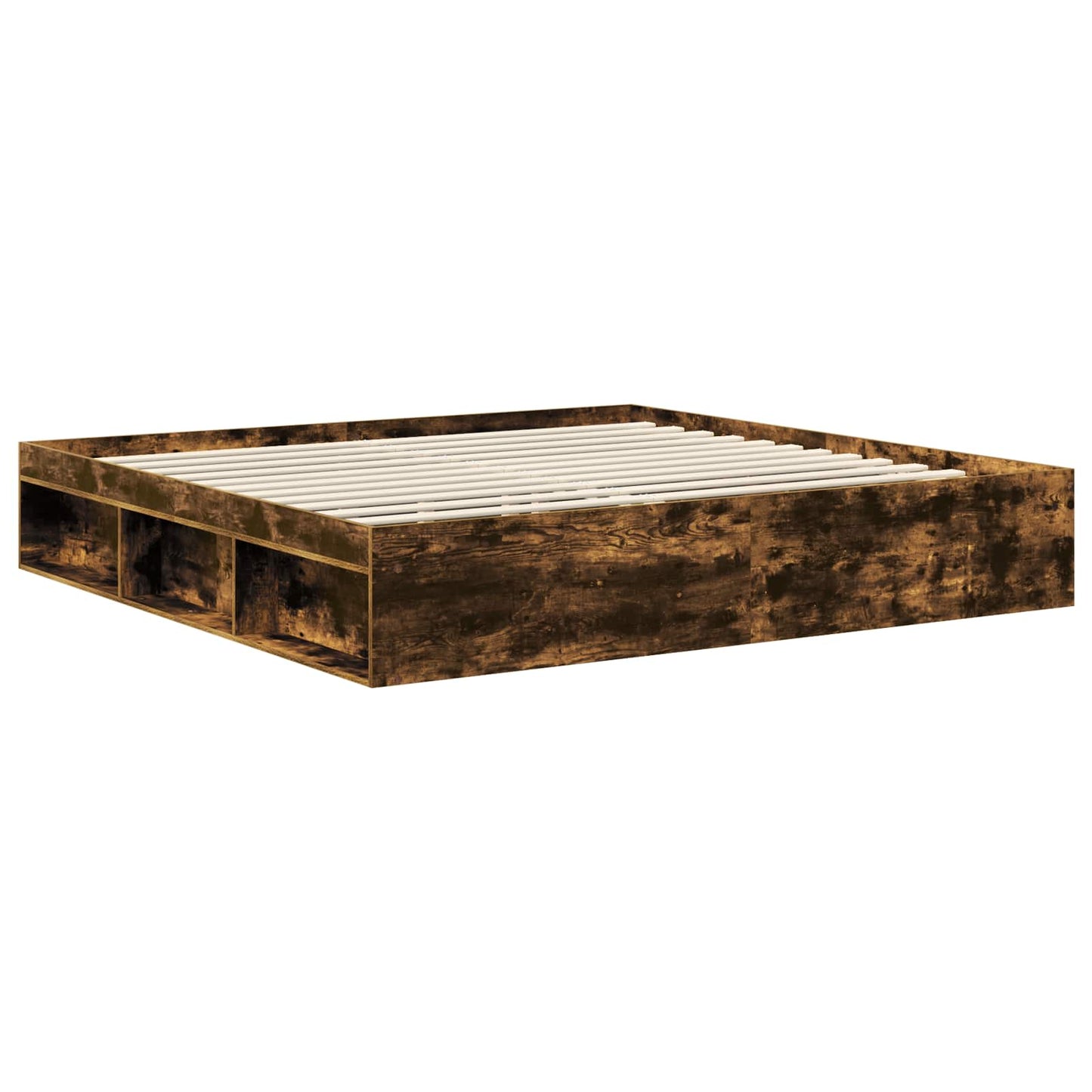 Bed Frame Smoked Oak 200 x 200 cm Engineered wood