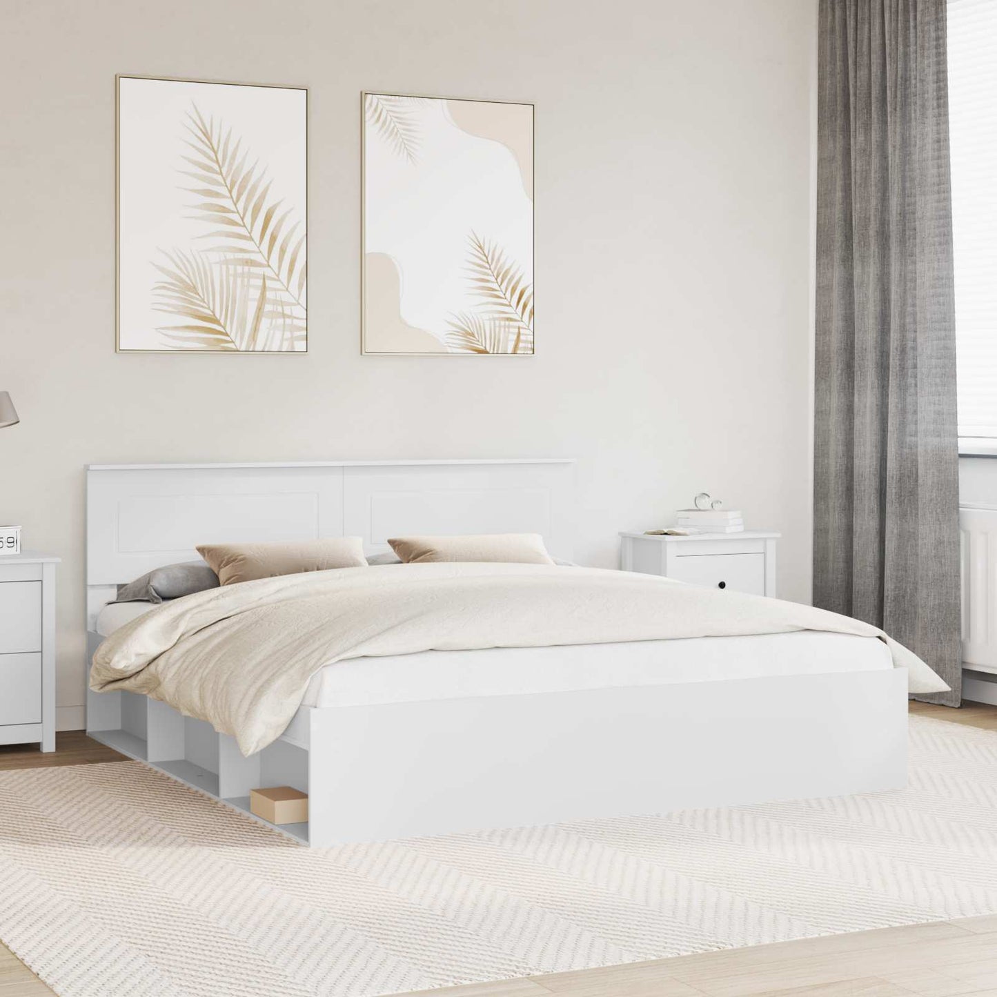 Bed Frame with Headboard White 180 x 200 cm Engineered wood