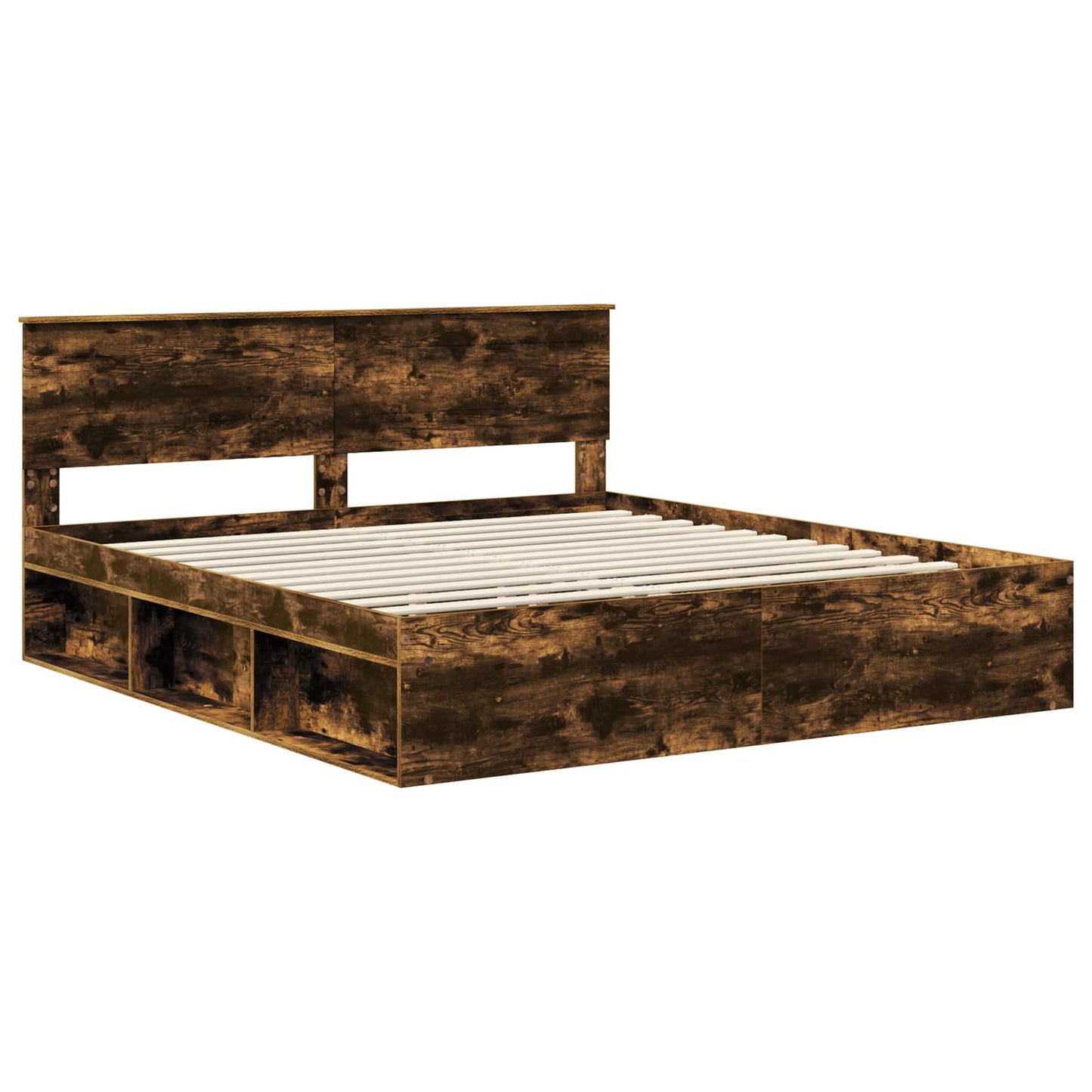 Bed Frame Smoked Oak 180 x 200 cm Engineered wood