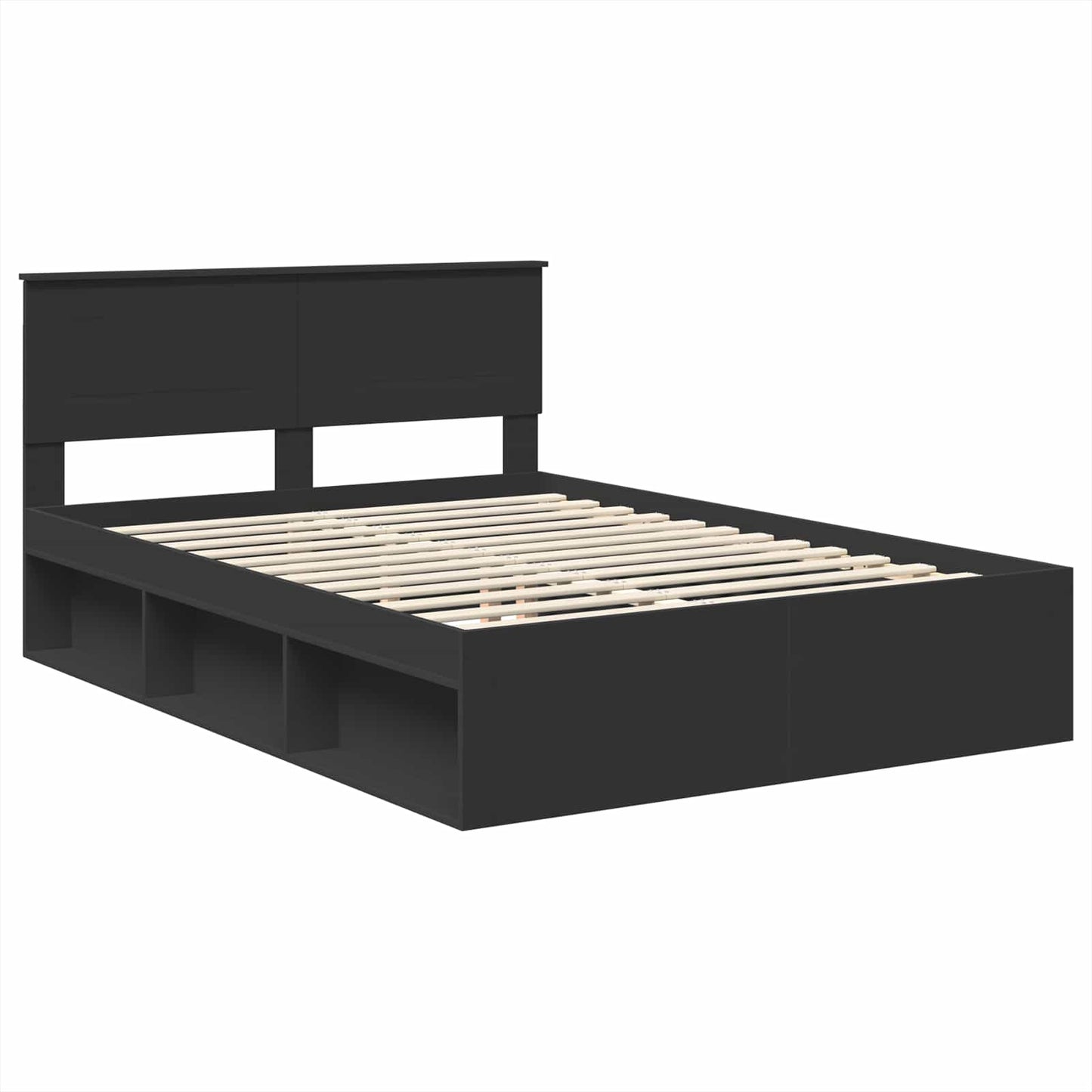 Bed Frame with Headboard Black 160 x 200 cm Engineered wood