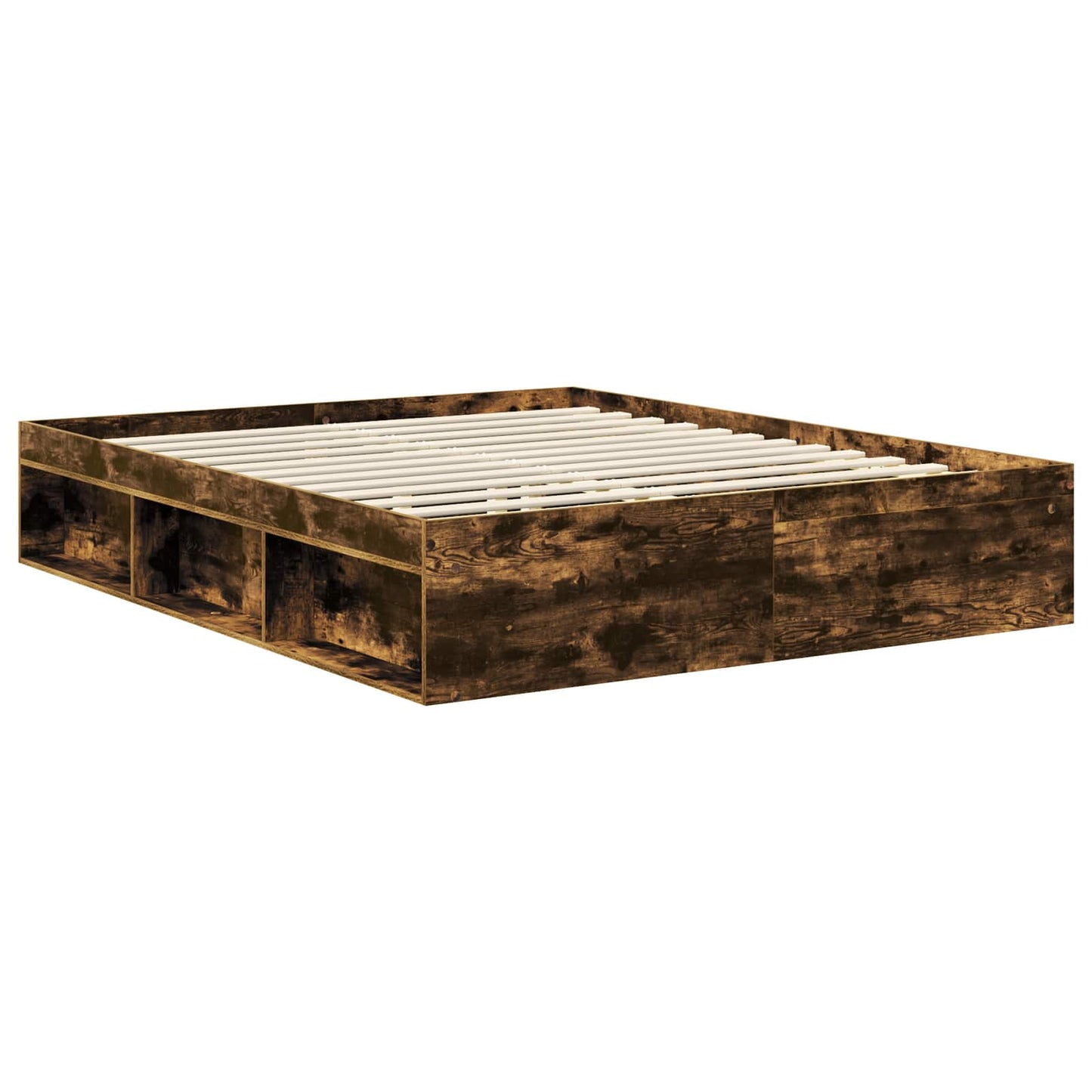 Bed Frame Smoked Oak 160 x 200 cm Engineered wood