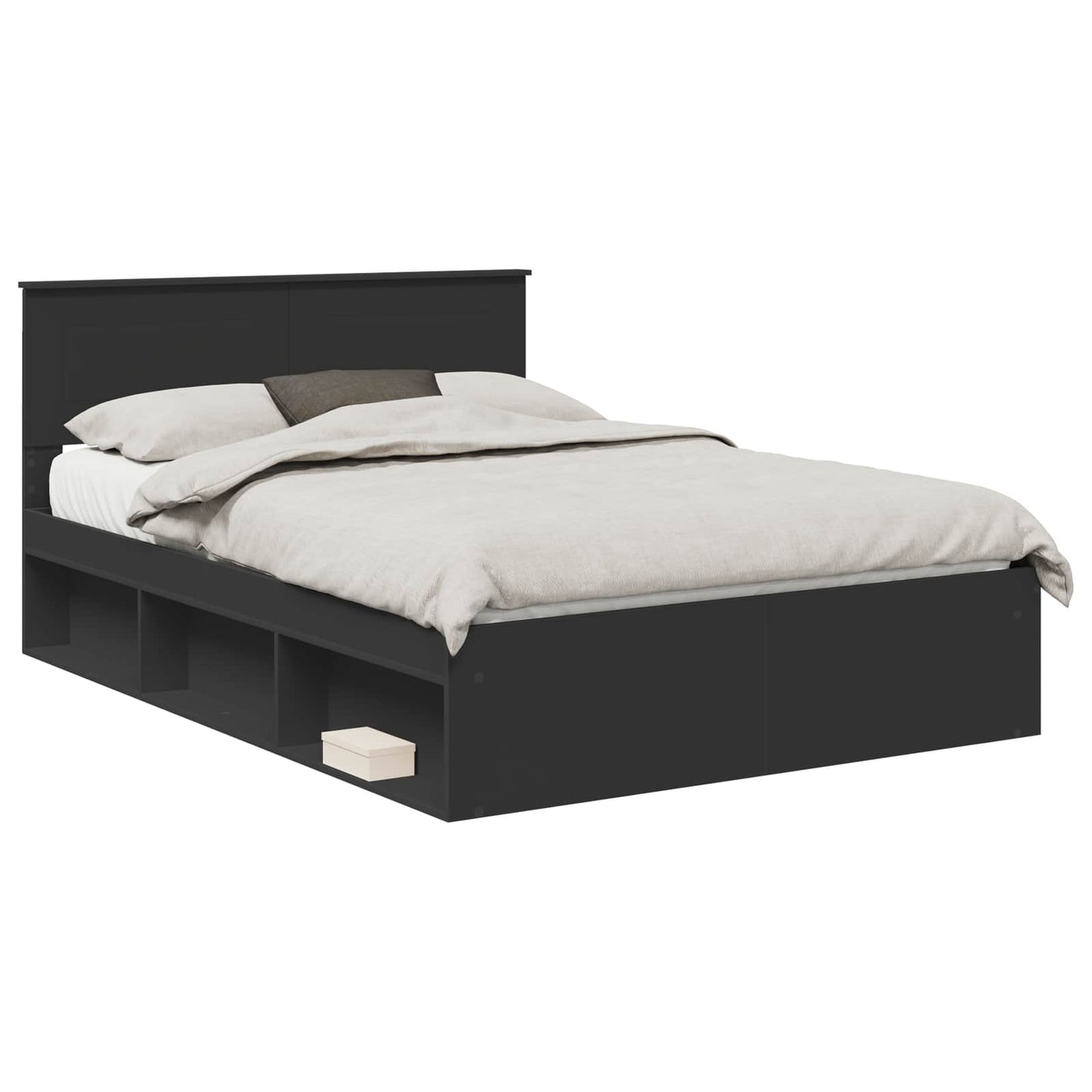 Bed Frame with Headboard Black 150 x 200 cm Engineered wood