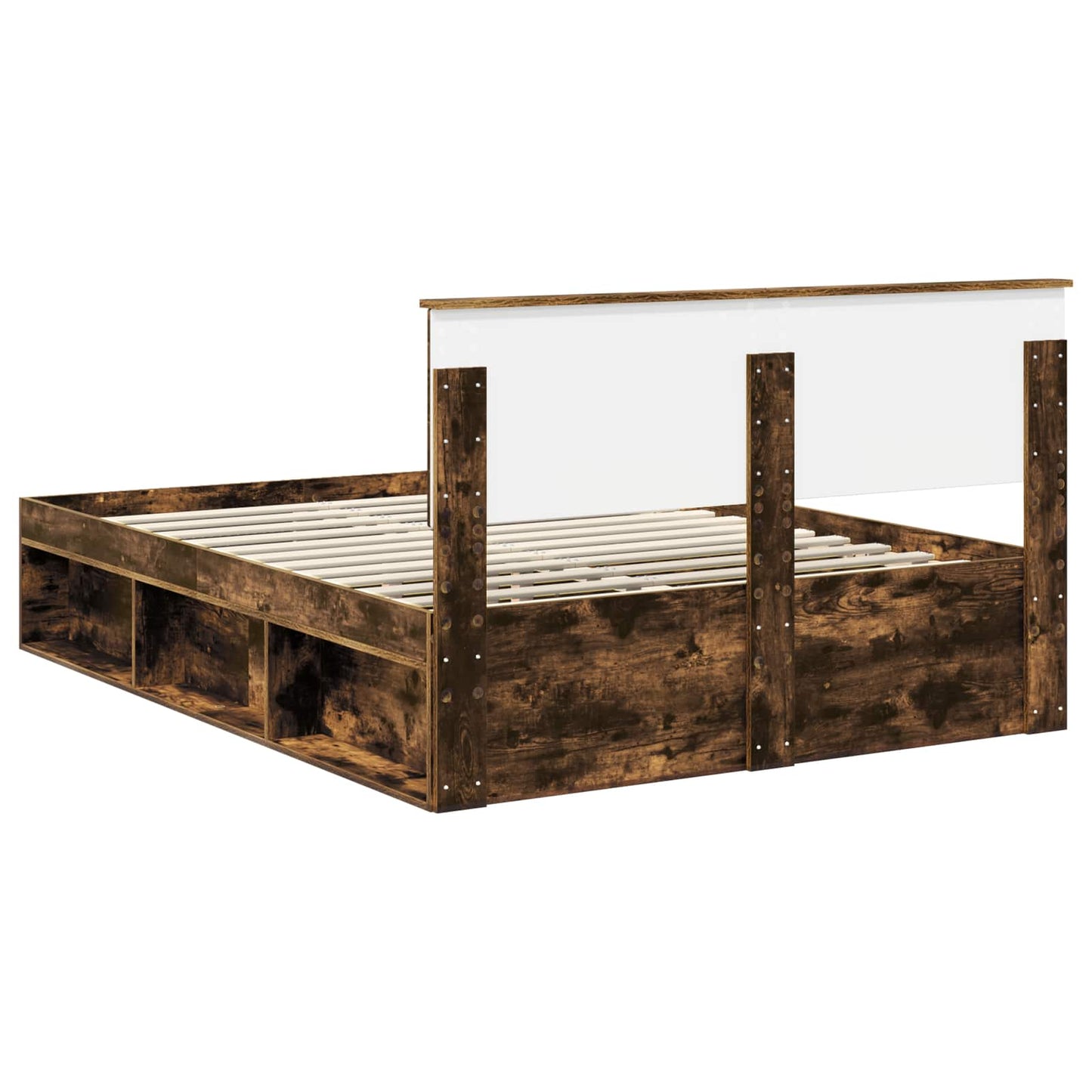 Bed Frame Smoked Oak 150 x 200 cm Engineered wood