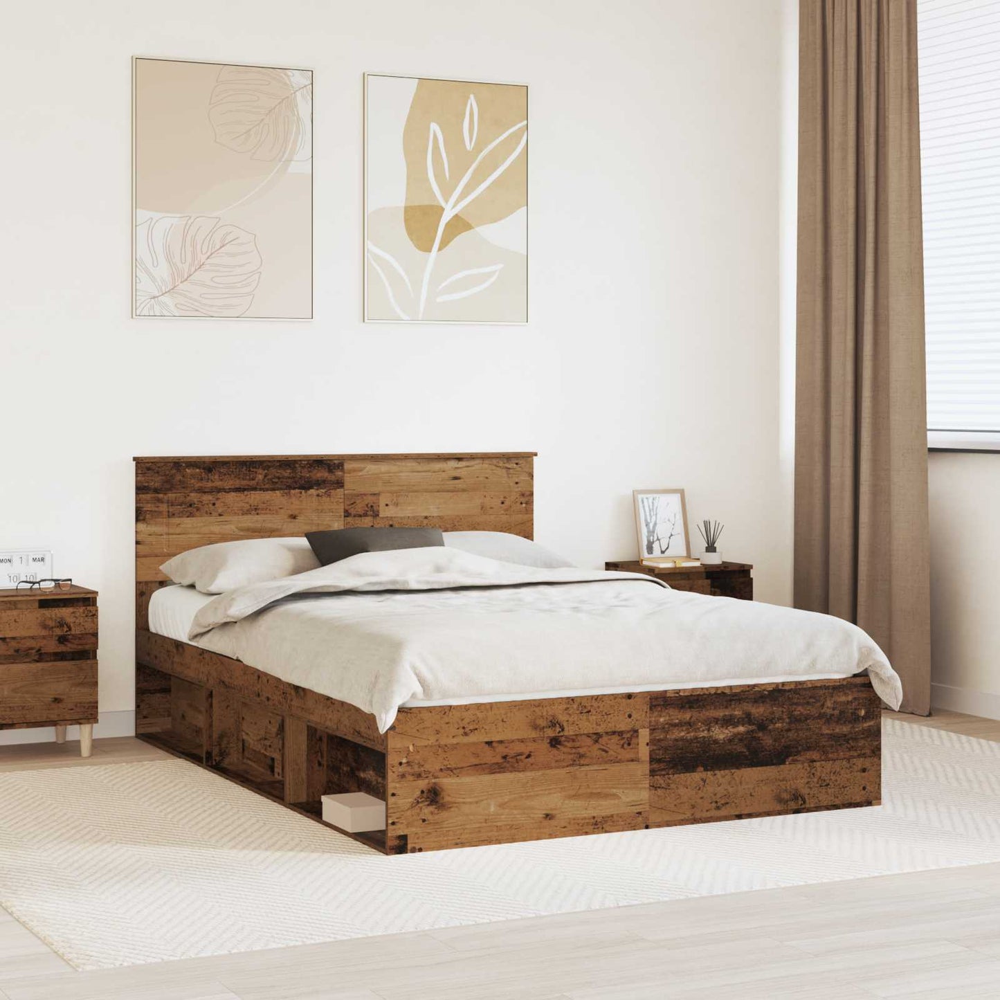 Bed Frame with Headboard Old Wood 150 x 200 cm Engineered wood