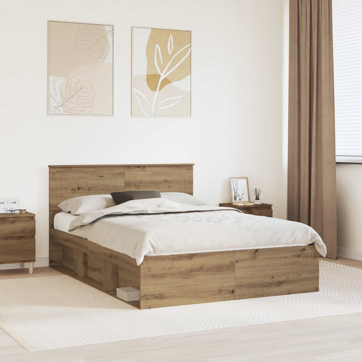 Bed Frame Artisian Oak 150 x 200 cm Engineered wood