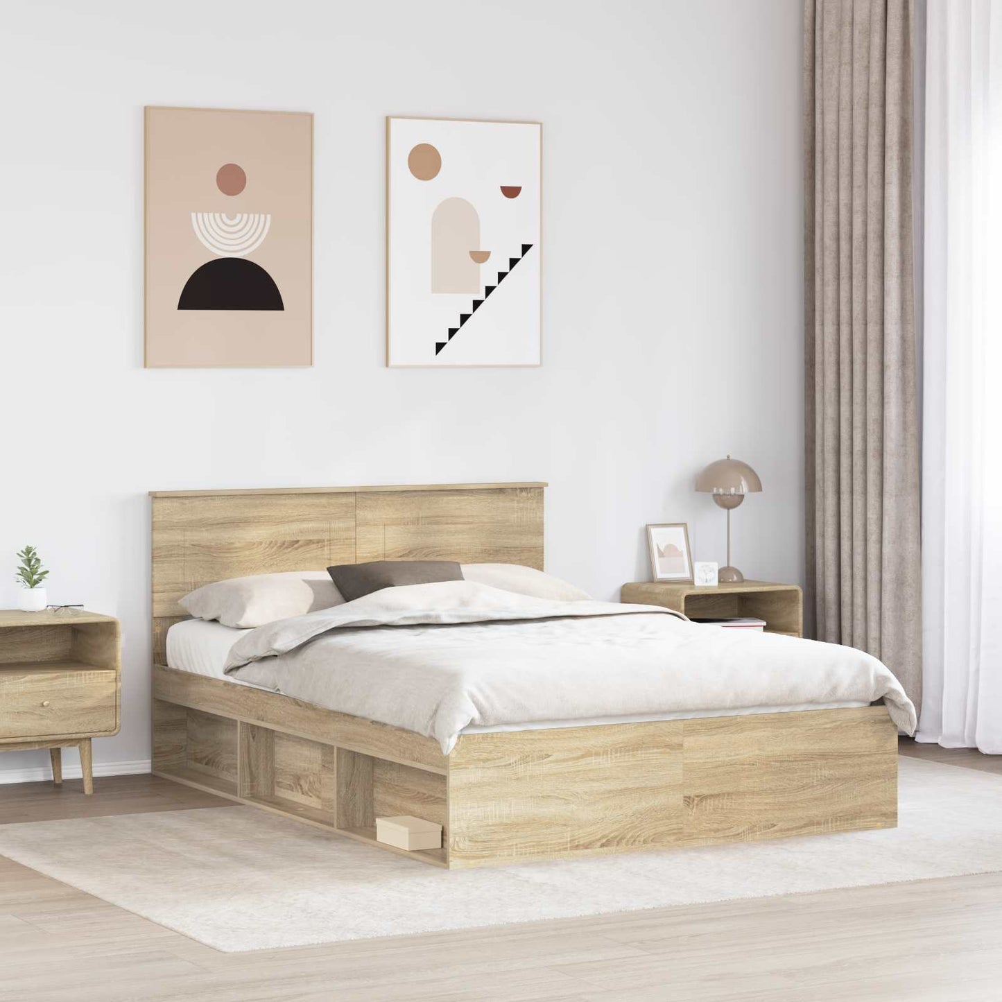 Bed Frame with Headboard Sonoma 140 x 190 cm Engineered wood