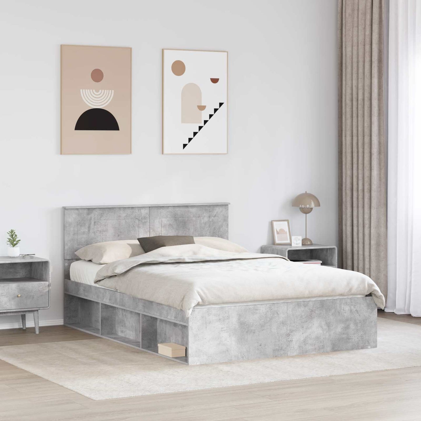 Bed Frame with Headboard Concerte 140 x 190 cm Engineered wood