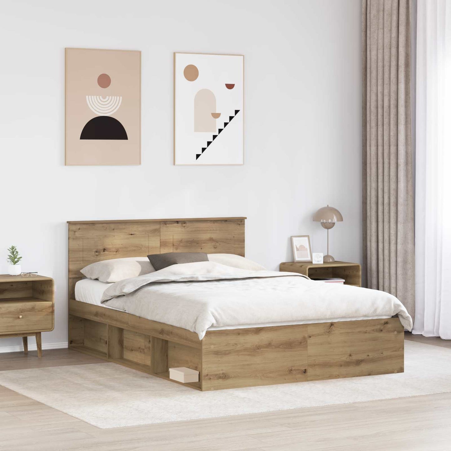 Bed Frame Artisian Oak 140 x 190 cm Engineered wood