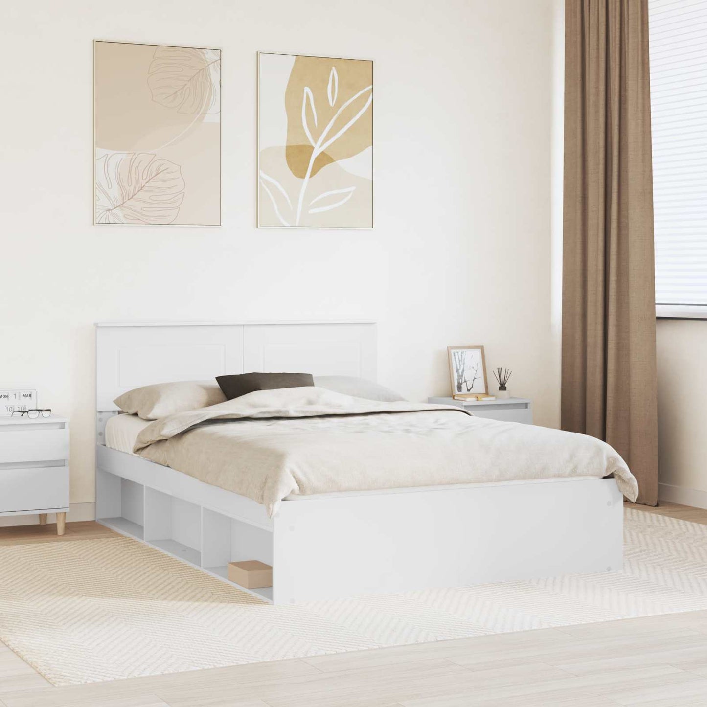 Bed Frame with Headboard White 140 x 200 cm Engineered wood