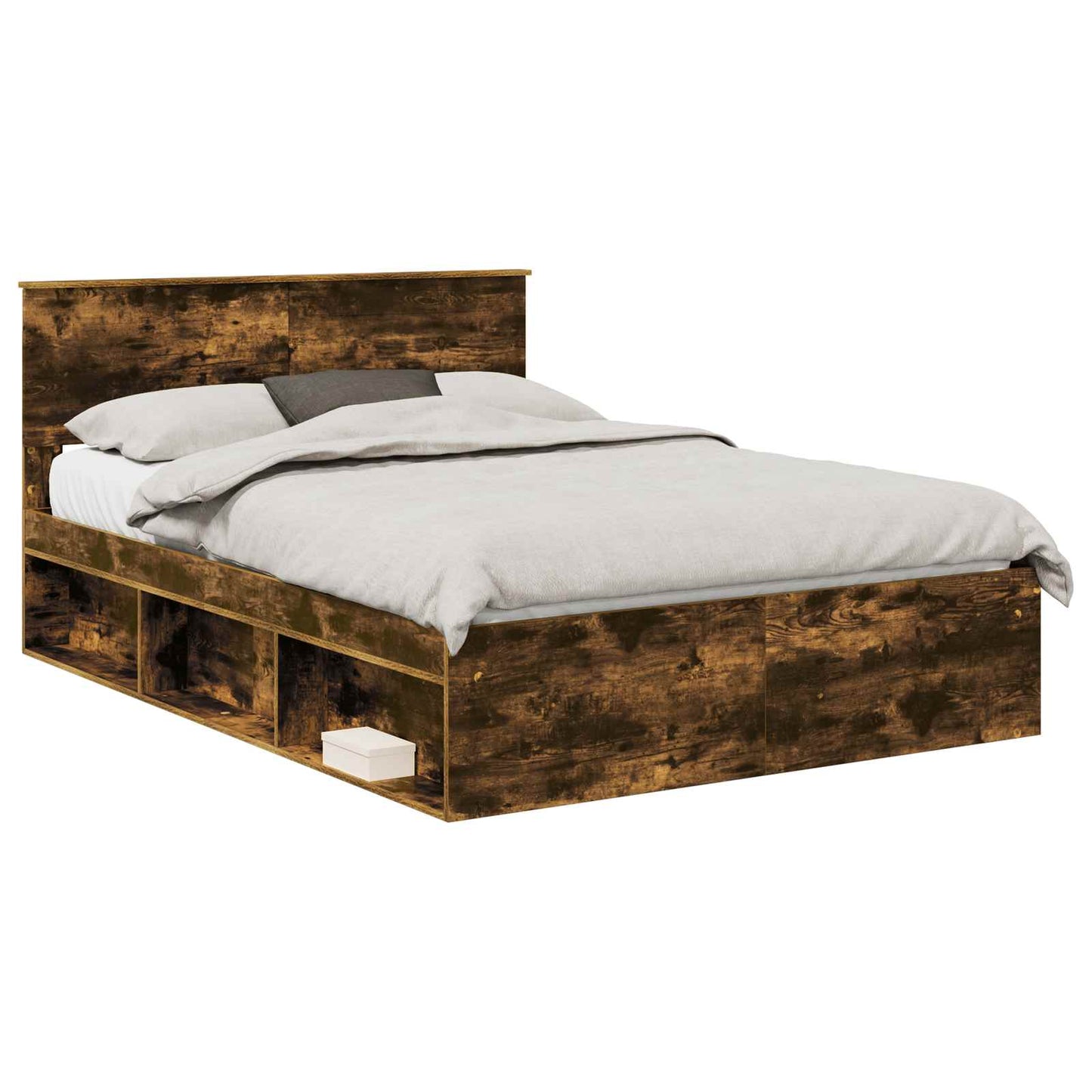 Bed Frame Smoked Oak 140 x 200 cm Engineered wood