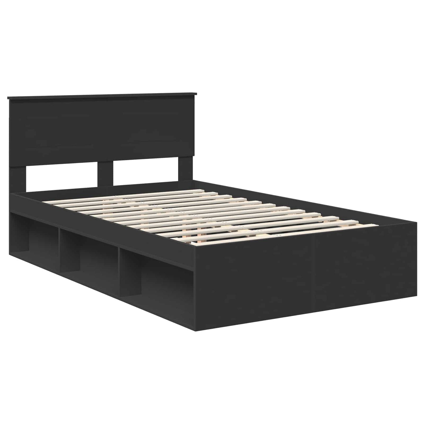 Bed Frame with Headboard Black 135 x 190 cm Engineered wood