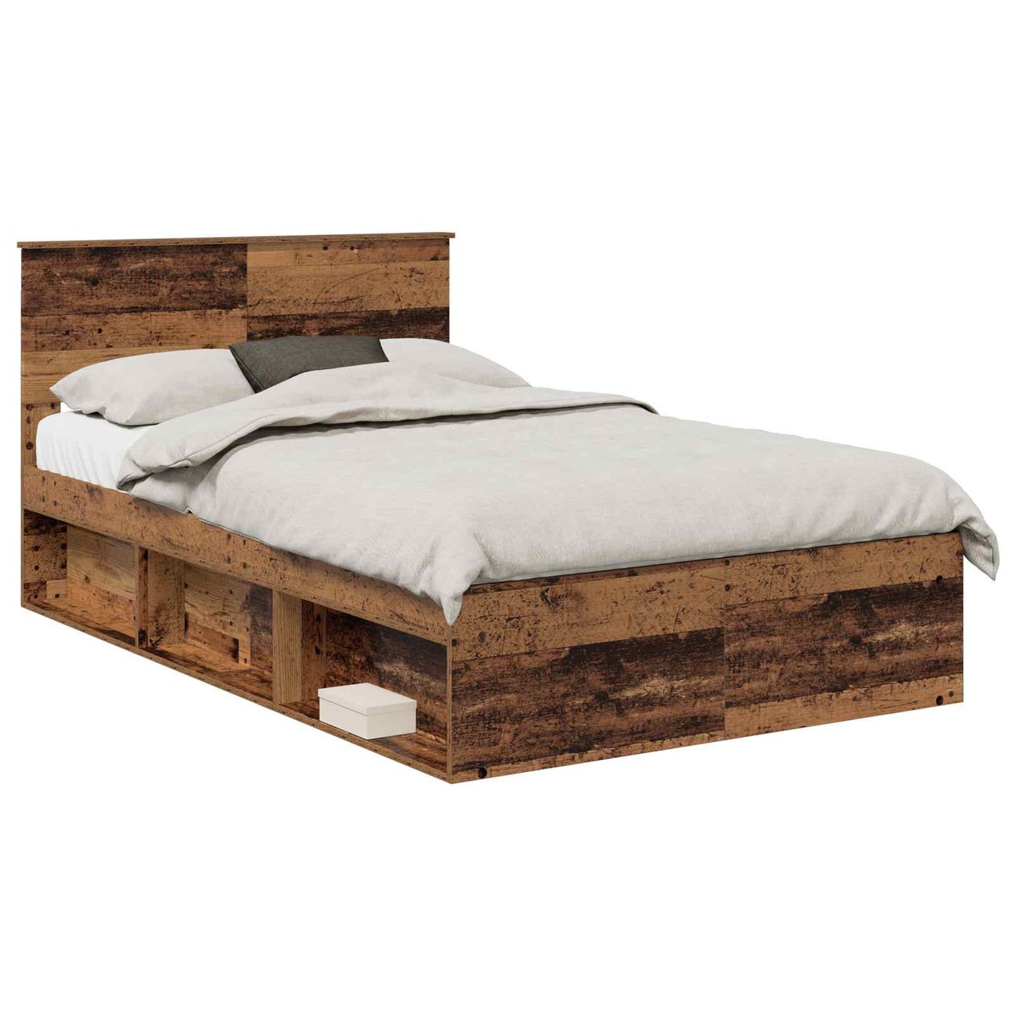 Bed Frame with Headboard Old Wood 135 x 190 cm Engineered wood