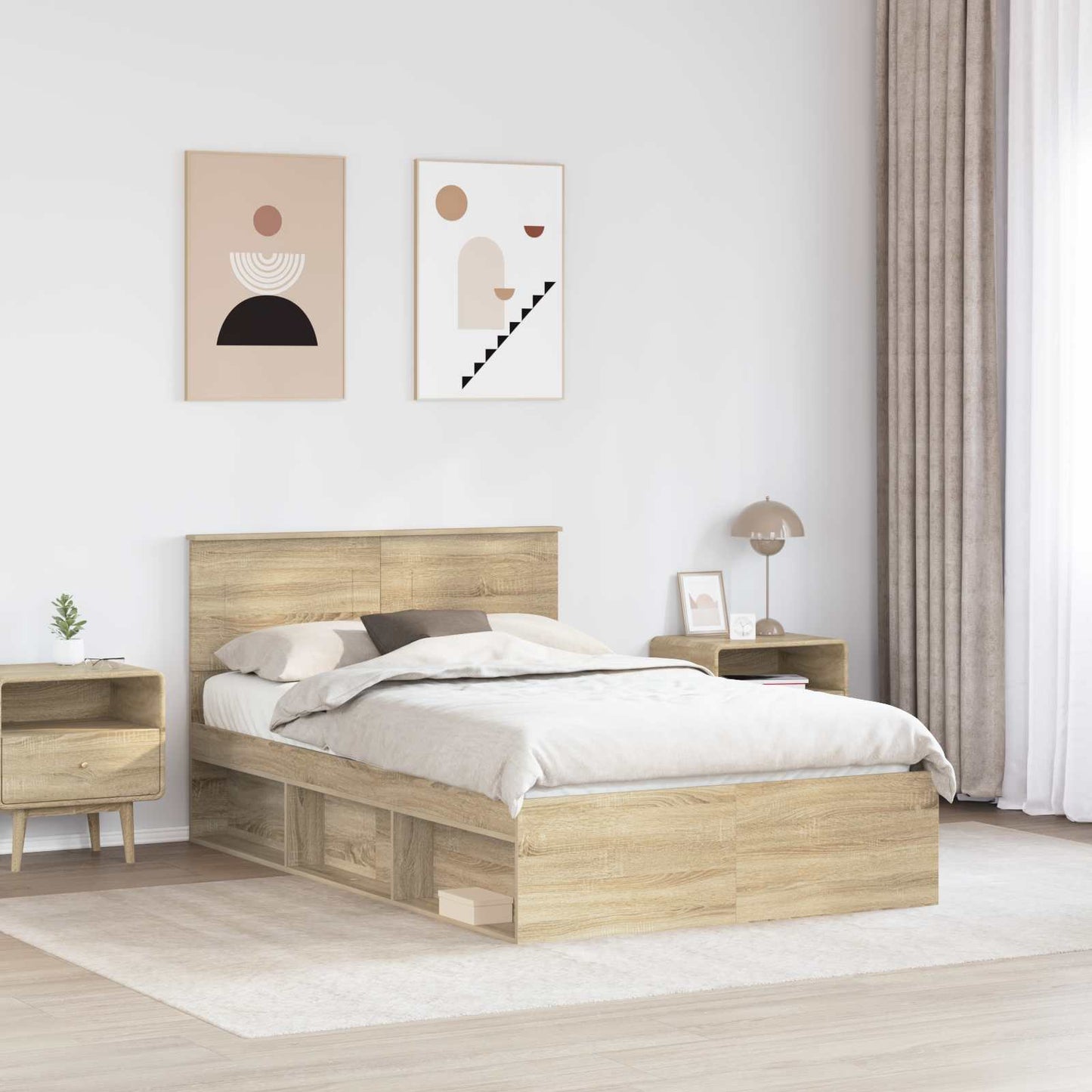 Bed Frame with Headboard Sonoma 120 x 190 cm Engineered wood