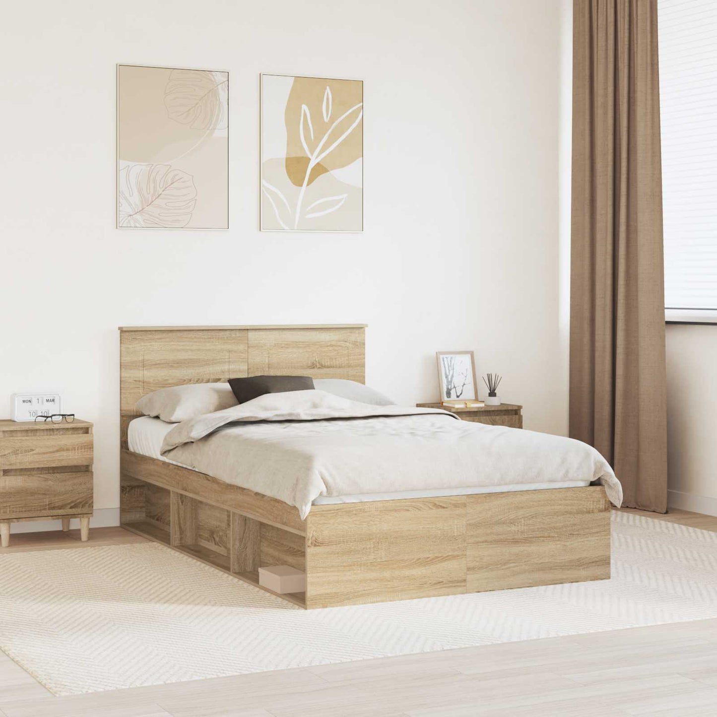 Bed Frame with Headboard Sonoma 120 x 200 cm Engineered wood